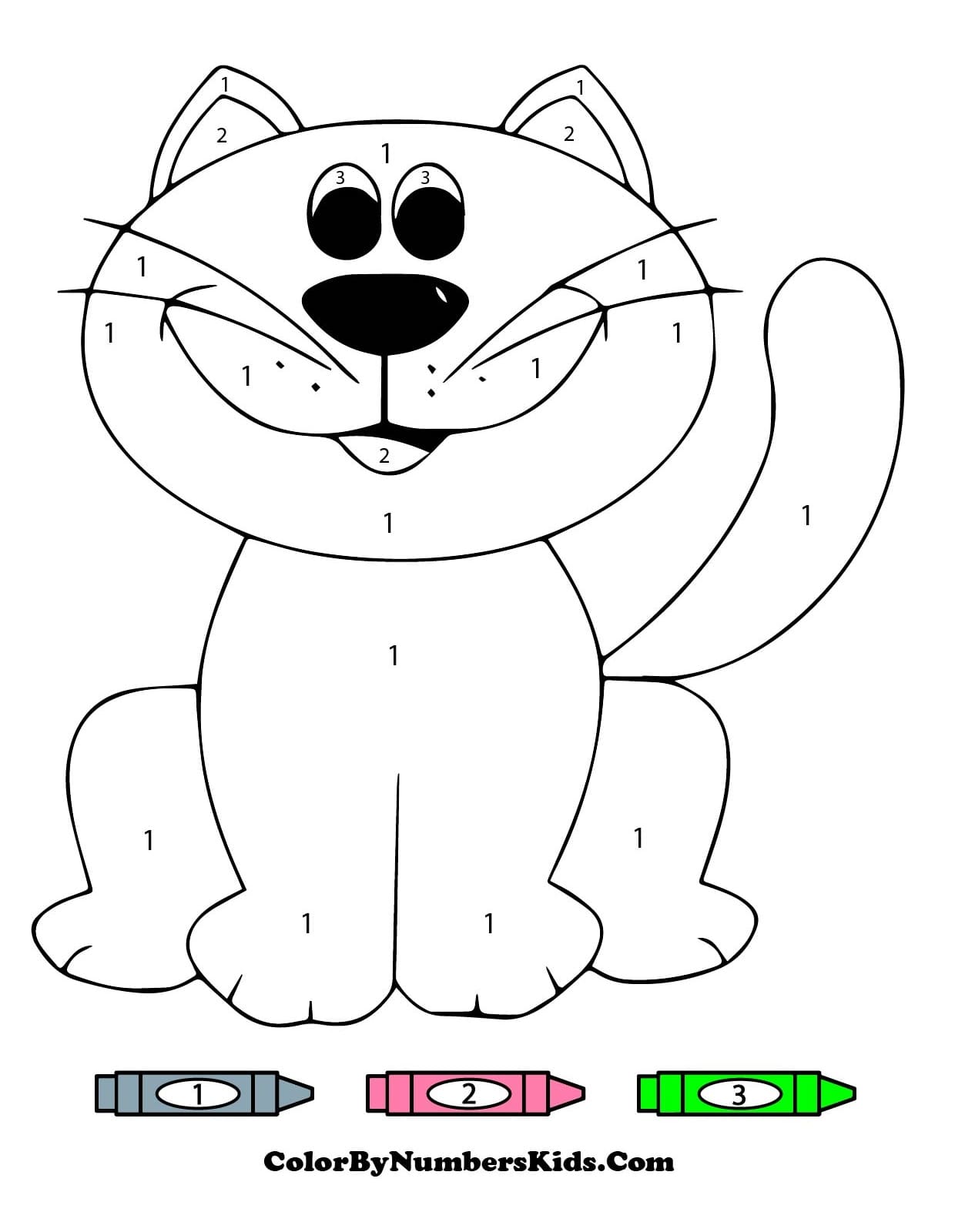 Simple Cat Color By Number For Kids