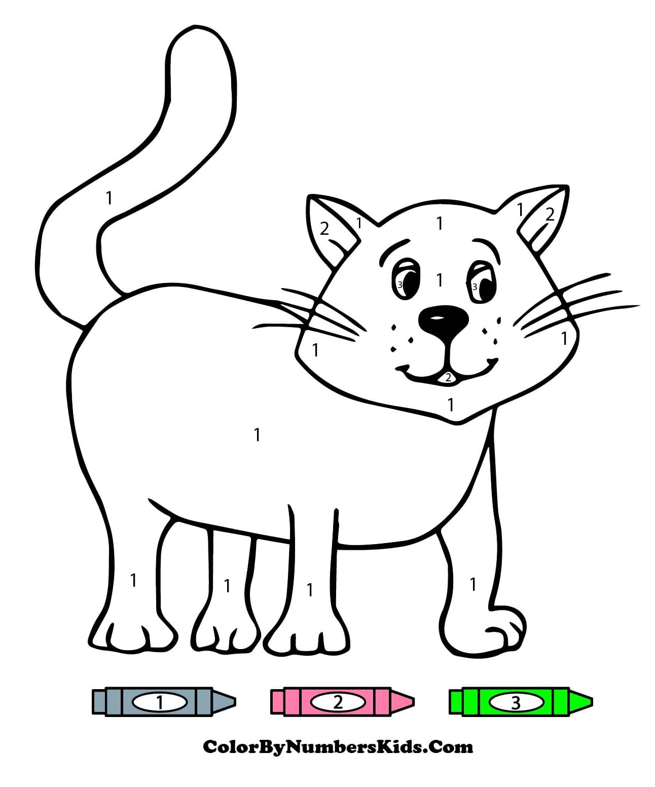 Simple Cat Color By Number Worksheet