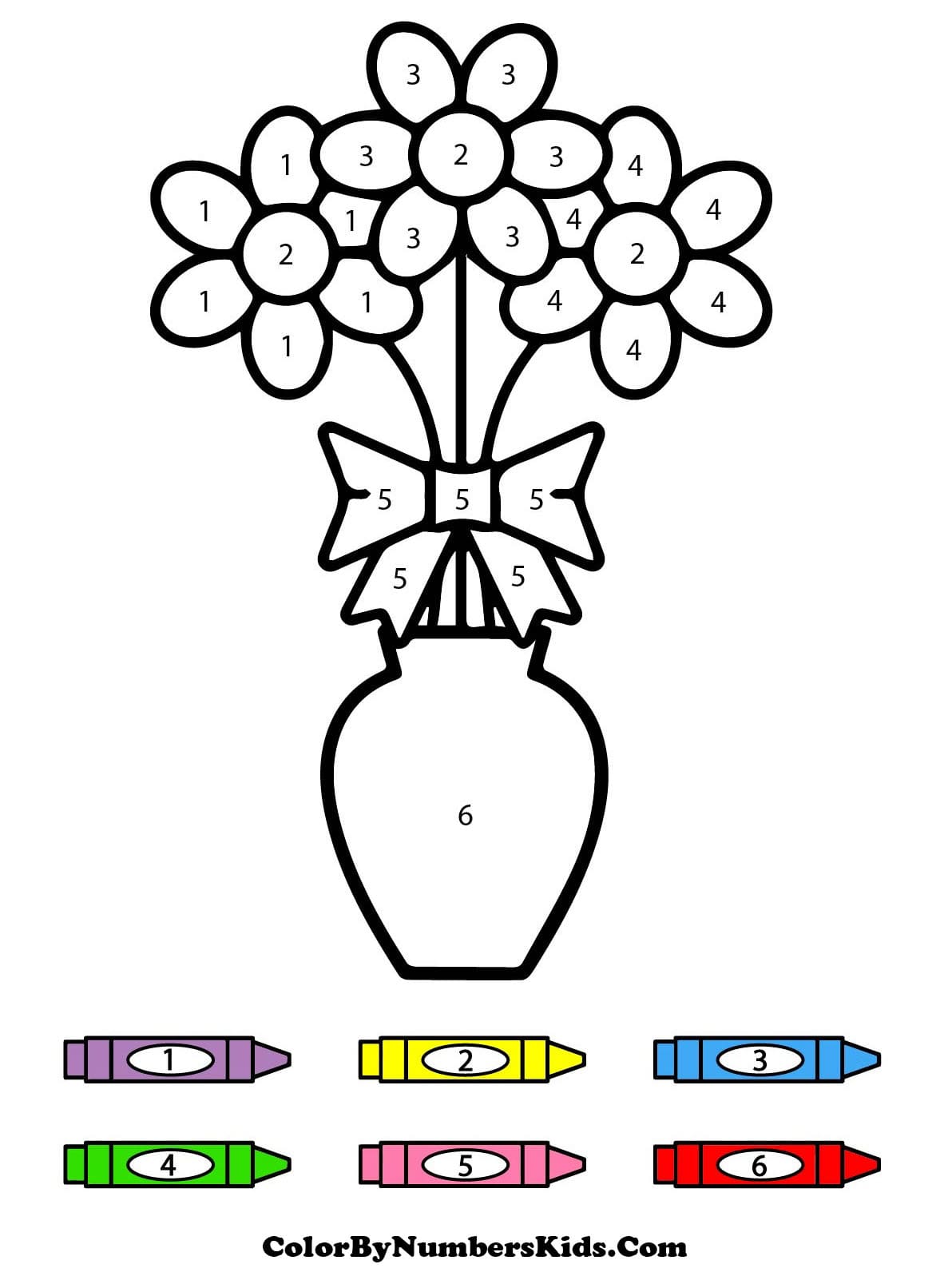 Simple Flower Vase Color By Number