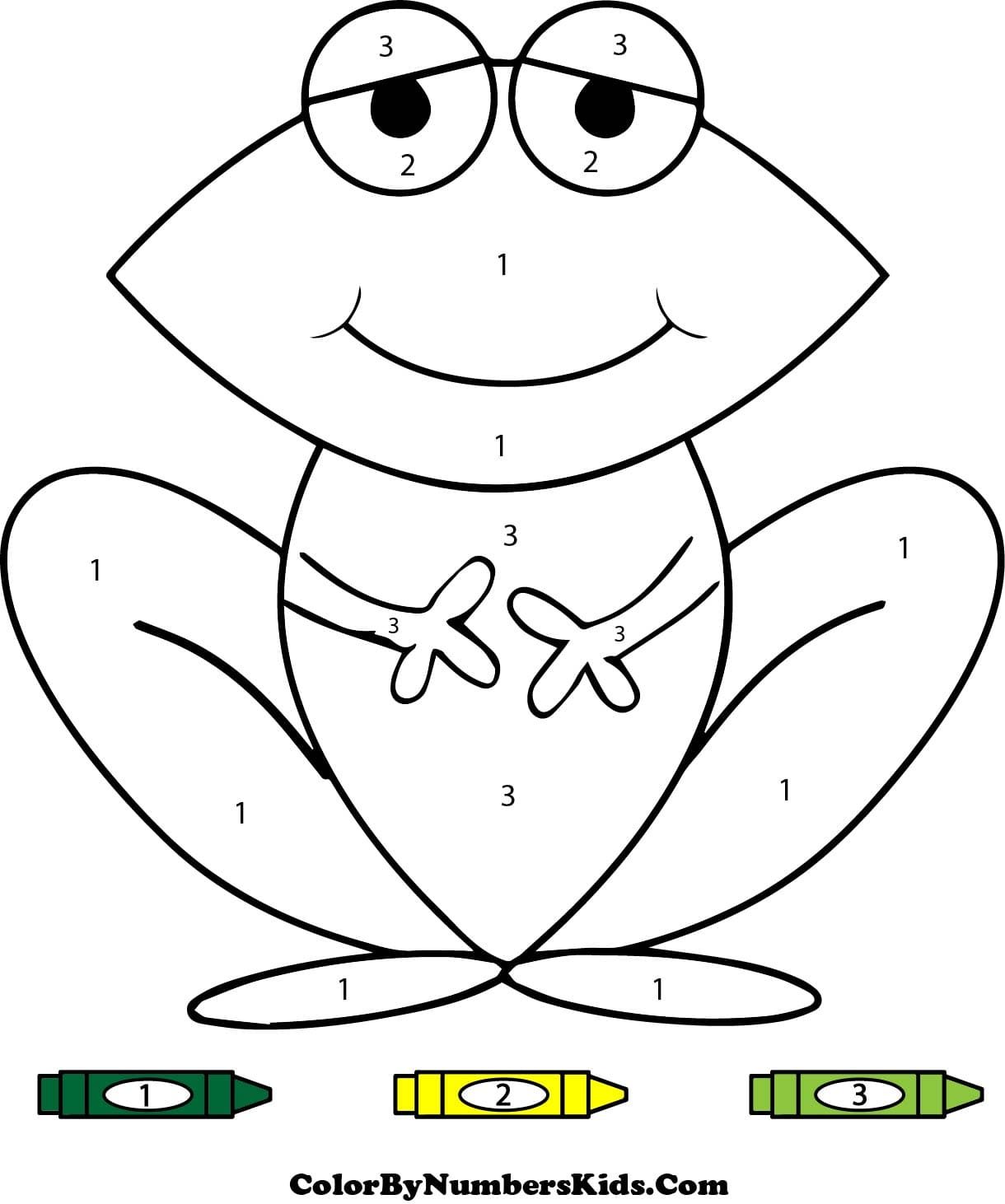 Simple Frog Color By Number Worksheet