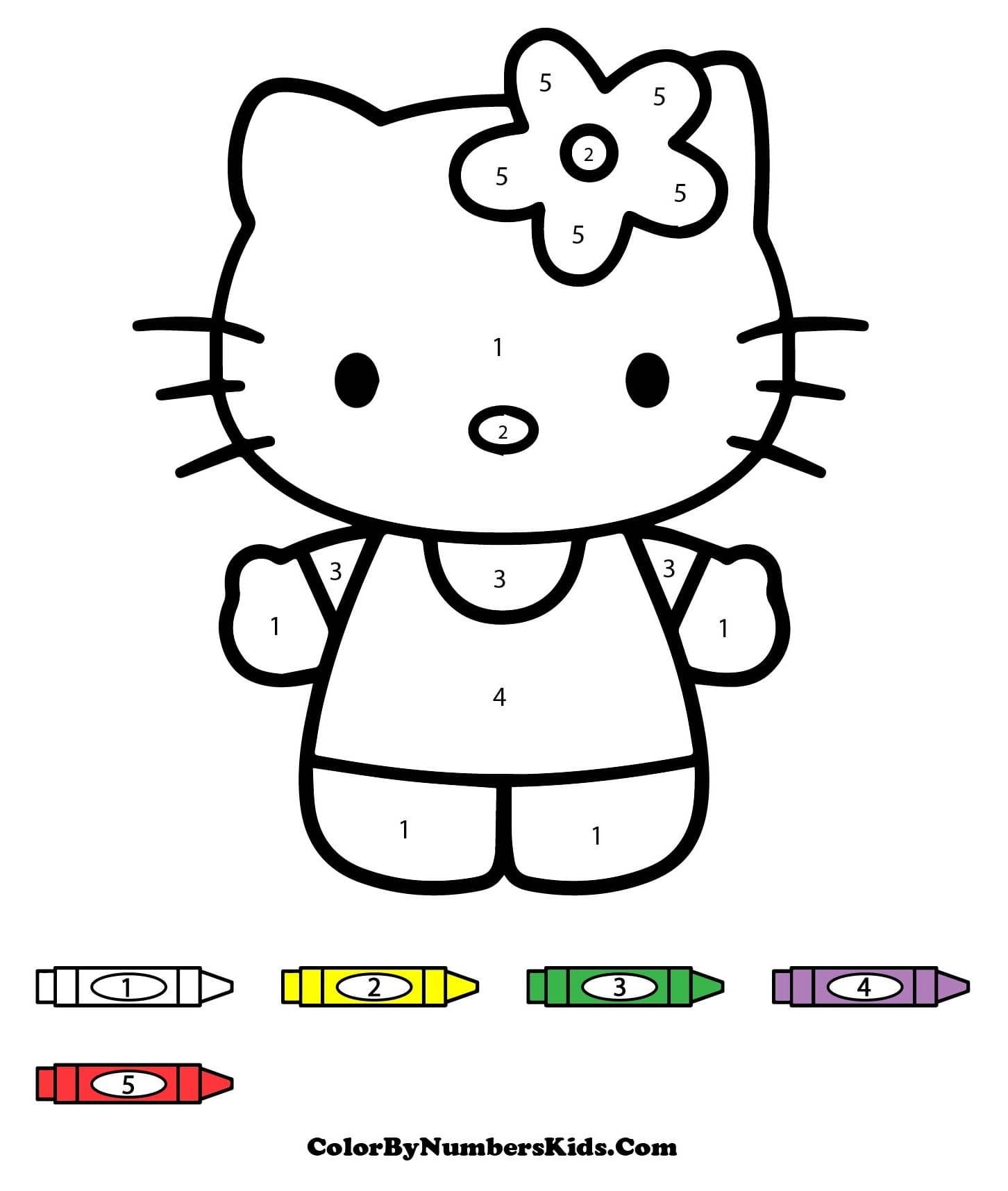 Simple Hello Kitty Color By Number