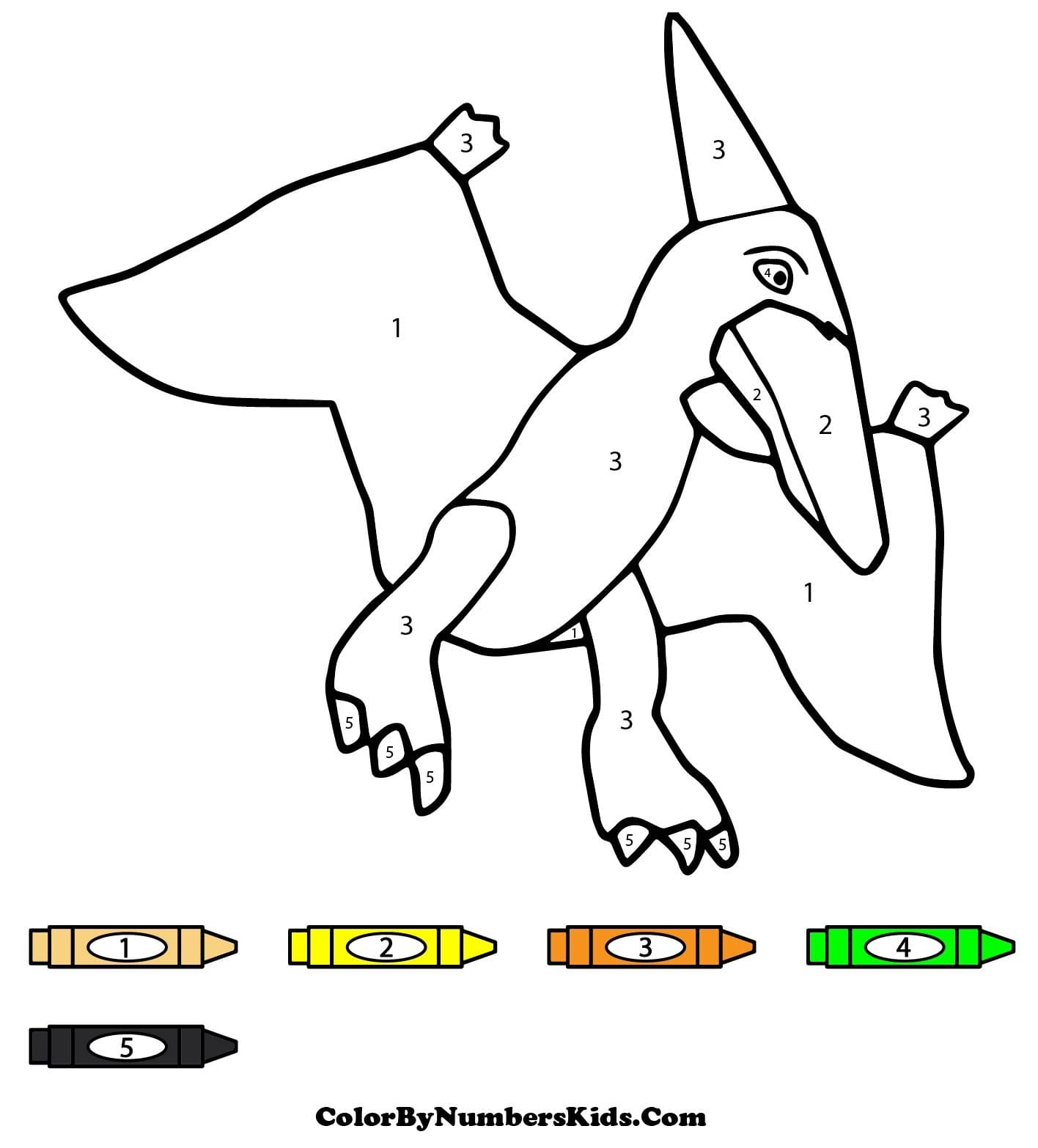 Simple Pterodactyl Color By Number