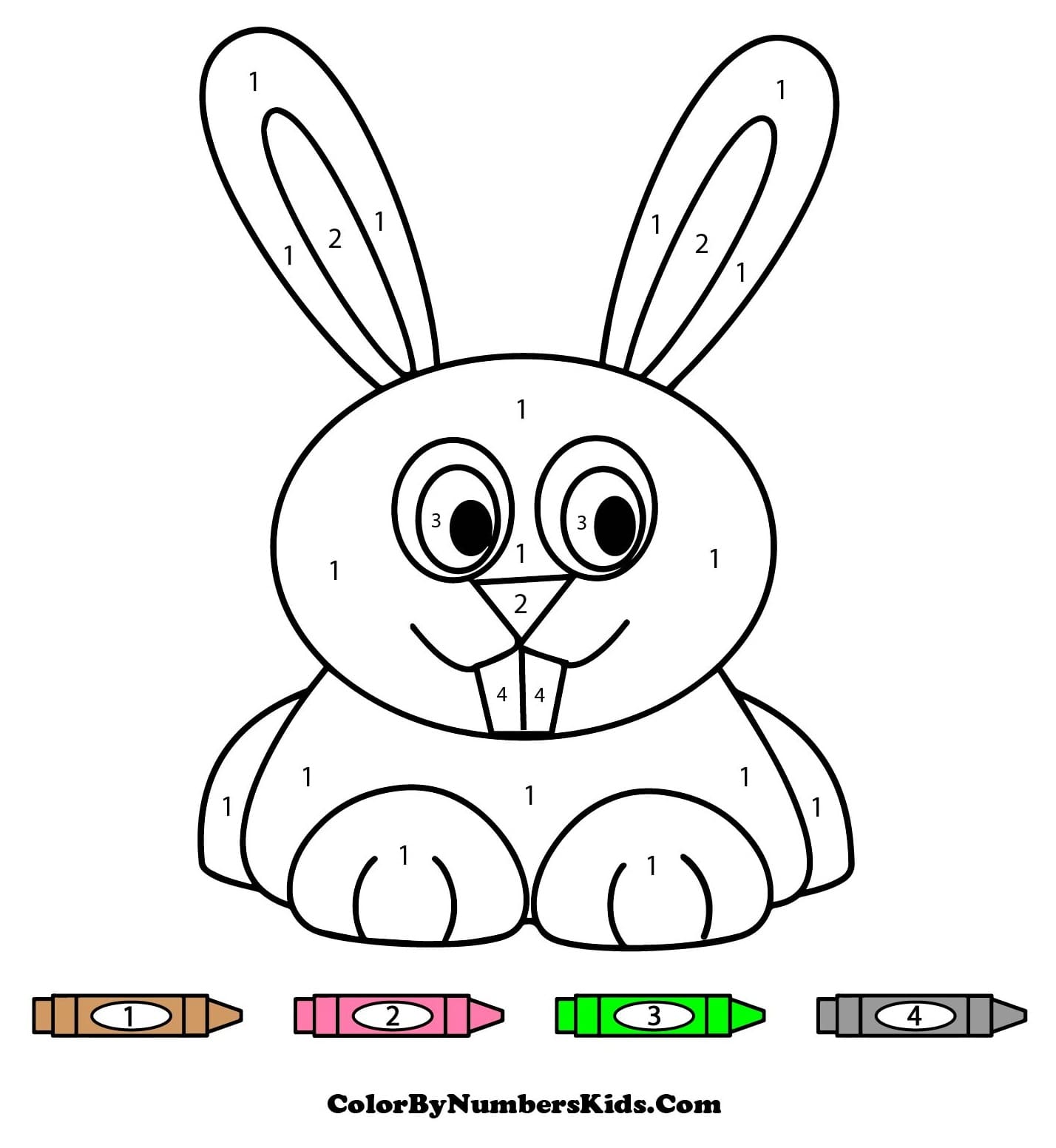 Simple Rabbit Color By Number