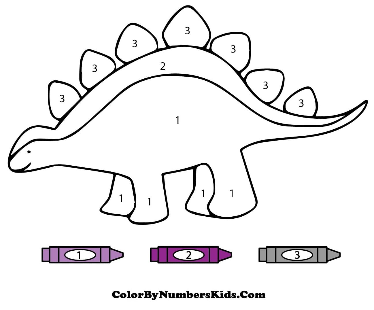 Simple Stegosaurus Dinosaur Color By Number