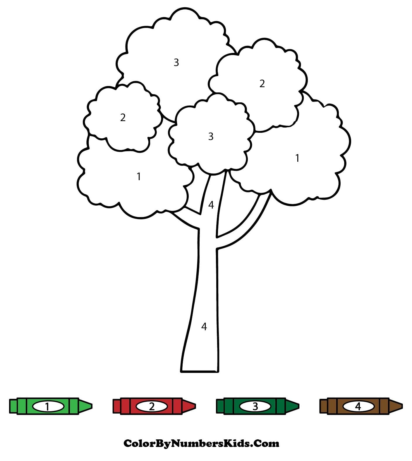 Simple Tree Color By Number Worksheet