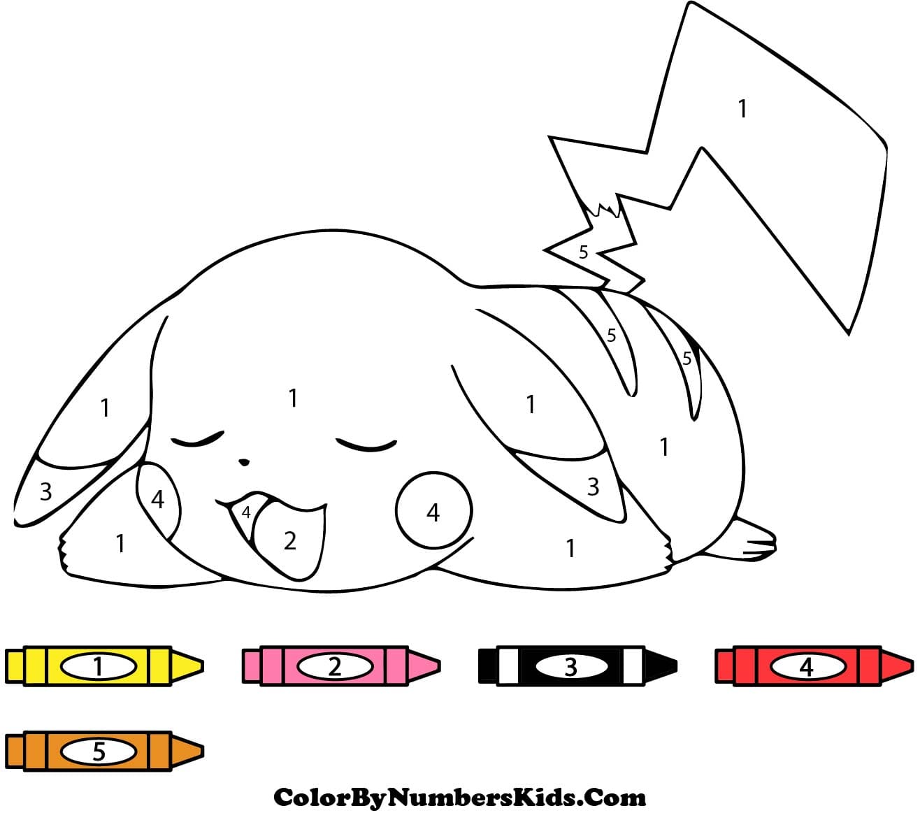 Sleeping Pikachu Color By Number