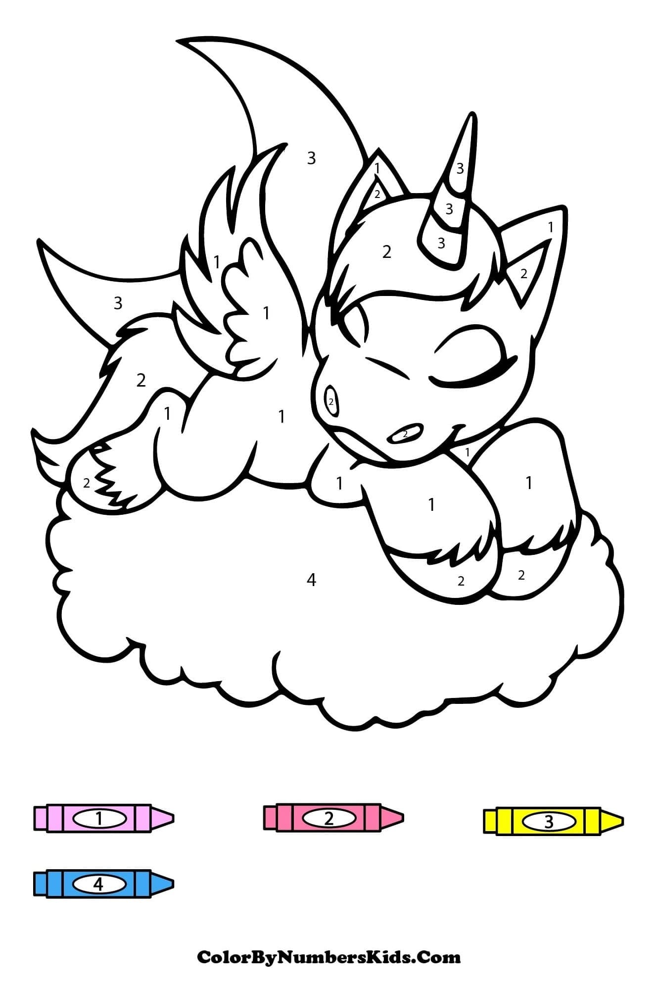 Sleeping Unicorn Color By Number