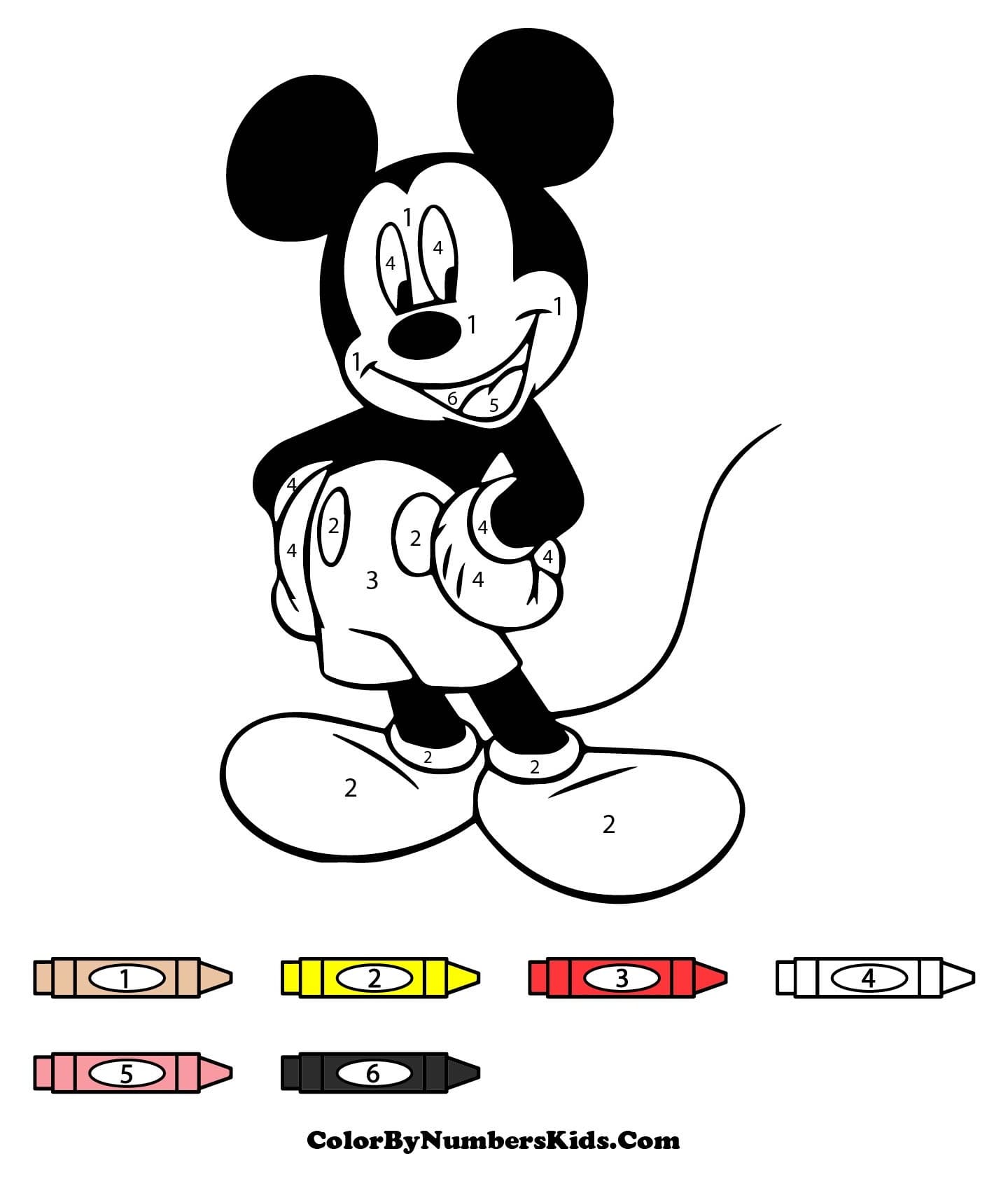 Smiling Mickey Mouse Color By Number