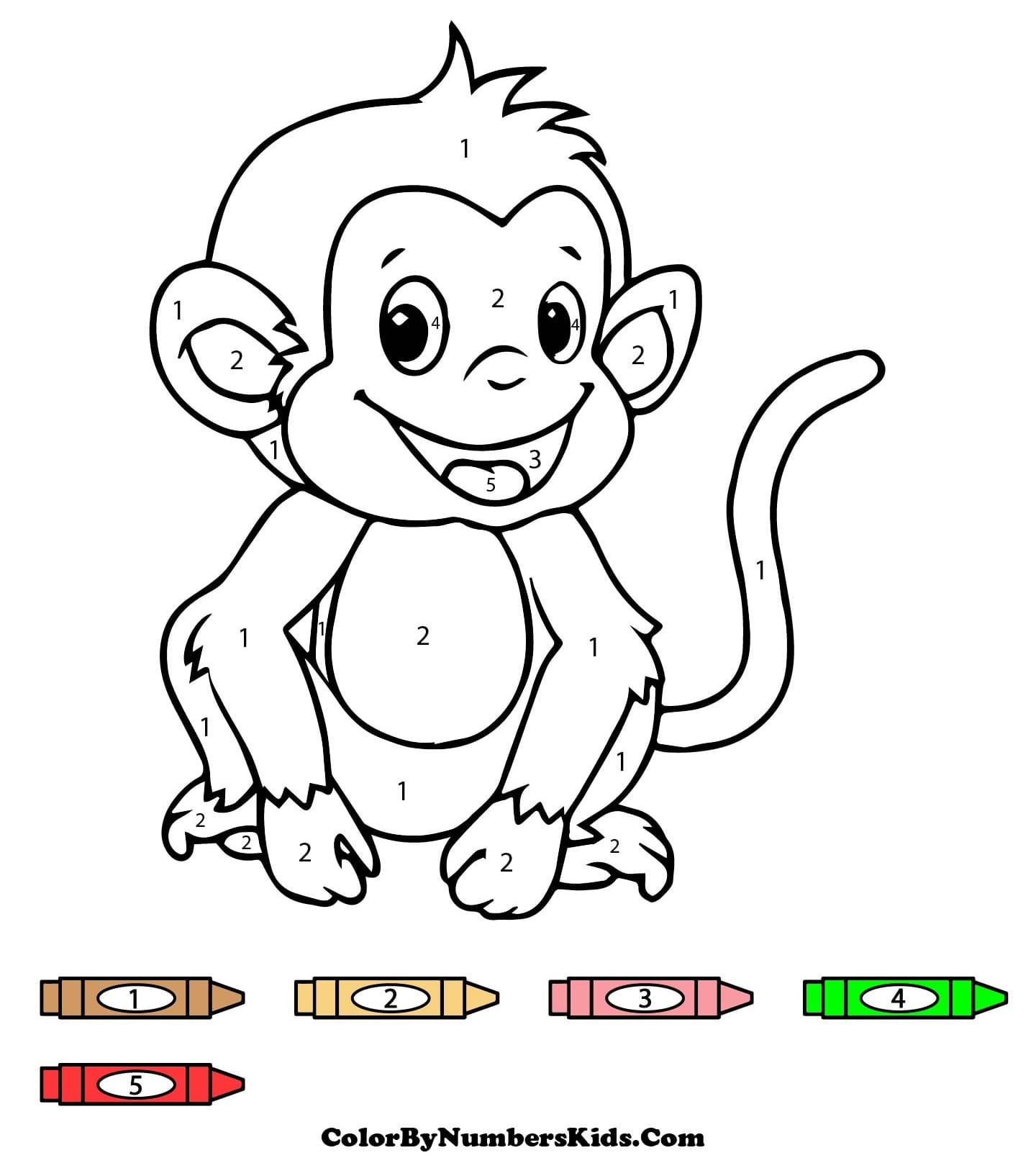 Smiling Monkey Color By Number