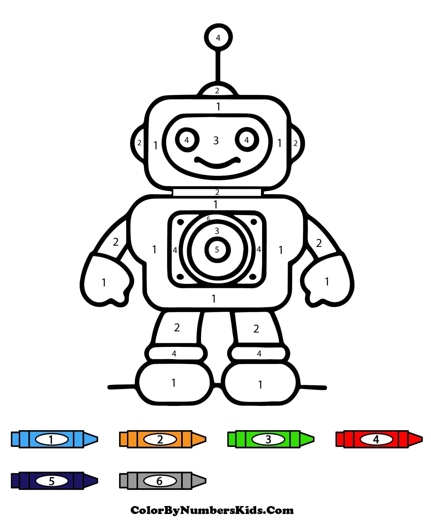 Smiling Robot Color By Number