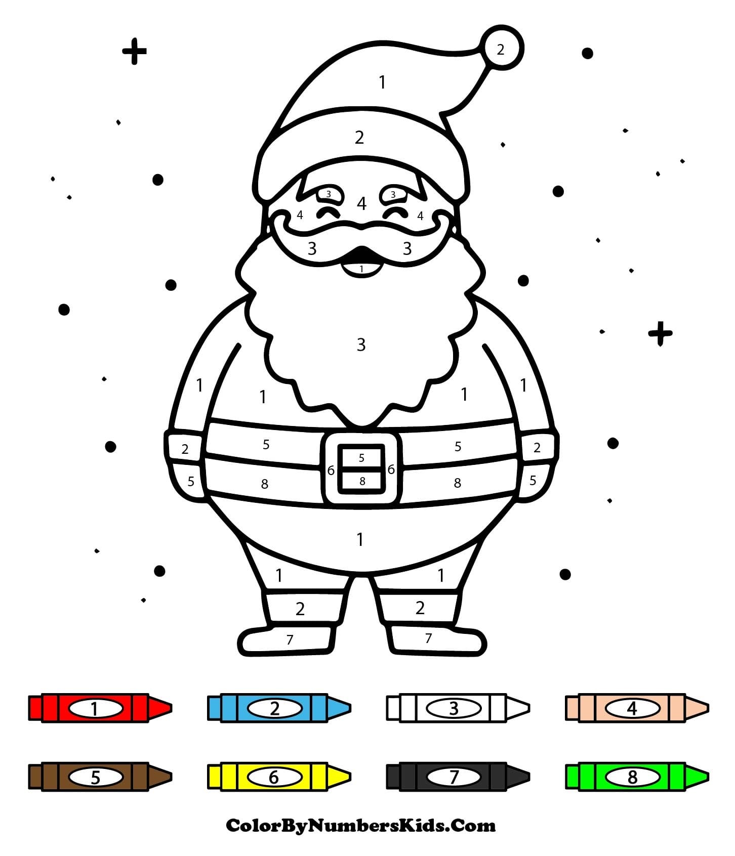 Smiling Santa Claus Color By Number