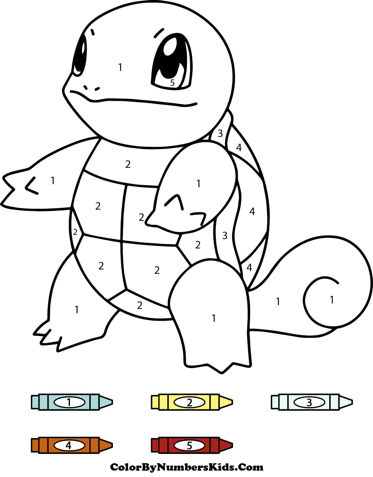 Squirtle Pokemon Color By Numbers