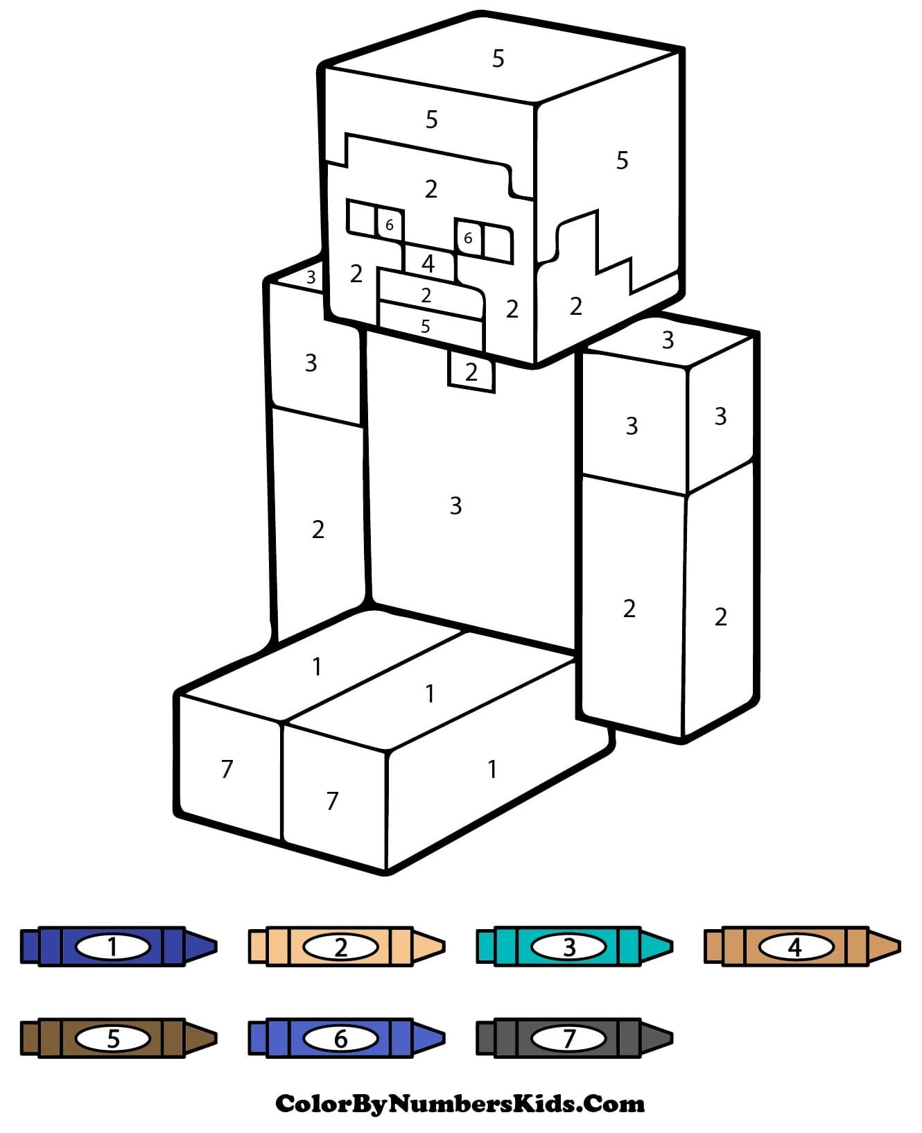 Steve in Minecraft Color By Number