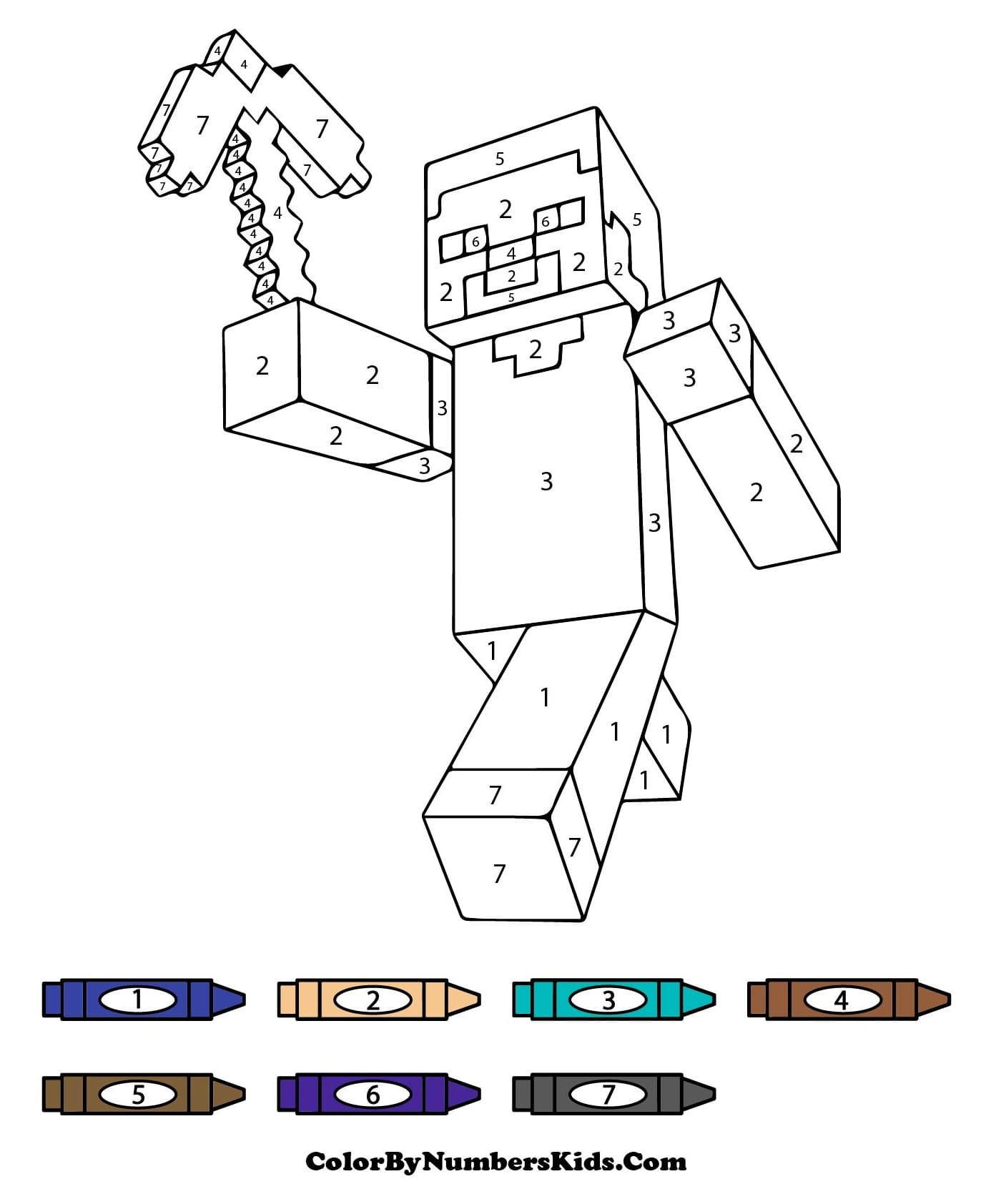 Steve Minecraft Color By Number