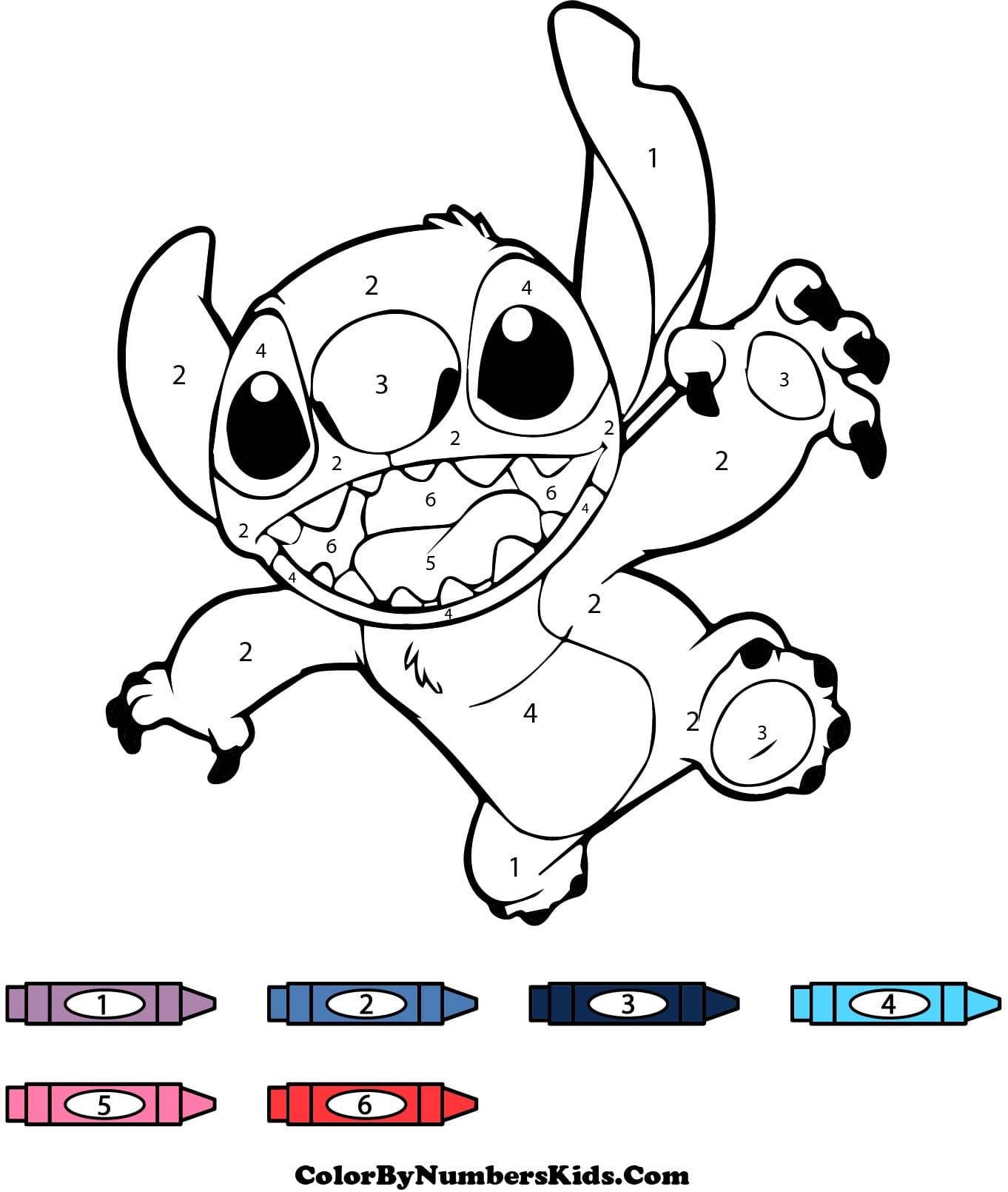 Stitch Color By Number For Kids