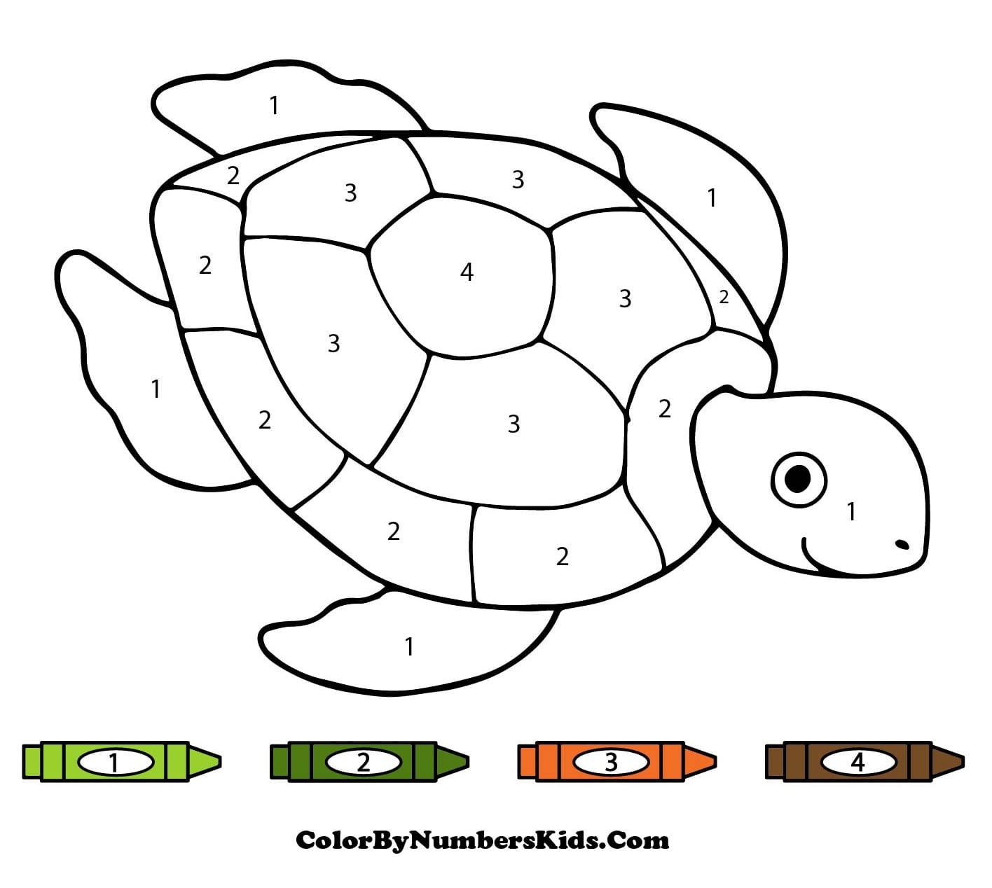 Swimming Turtle Color By Number
