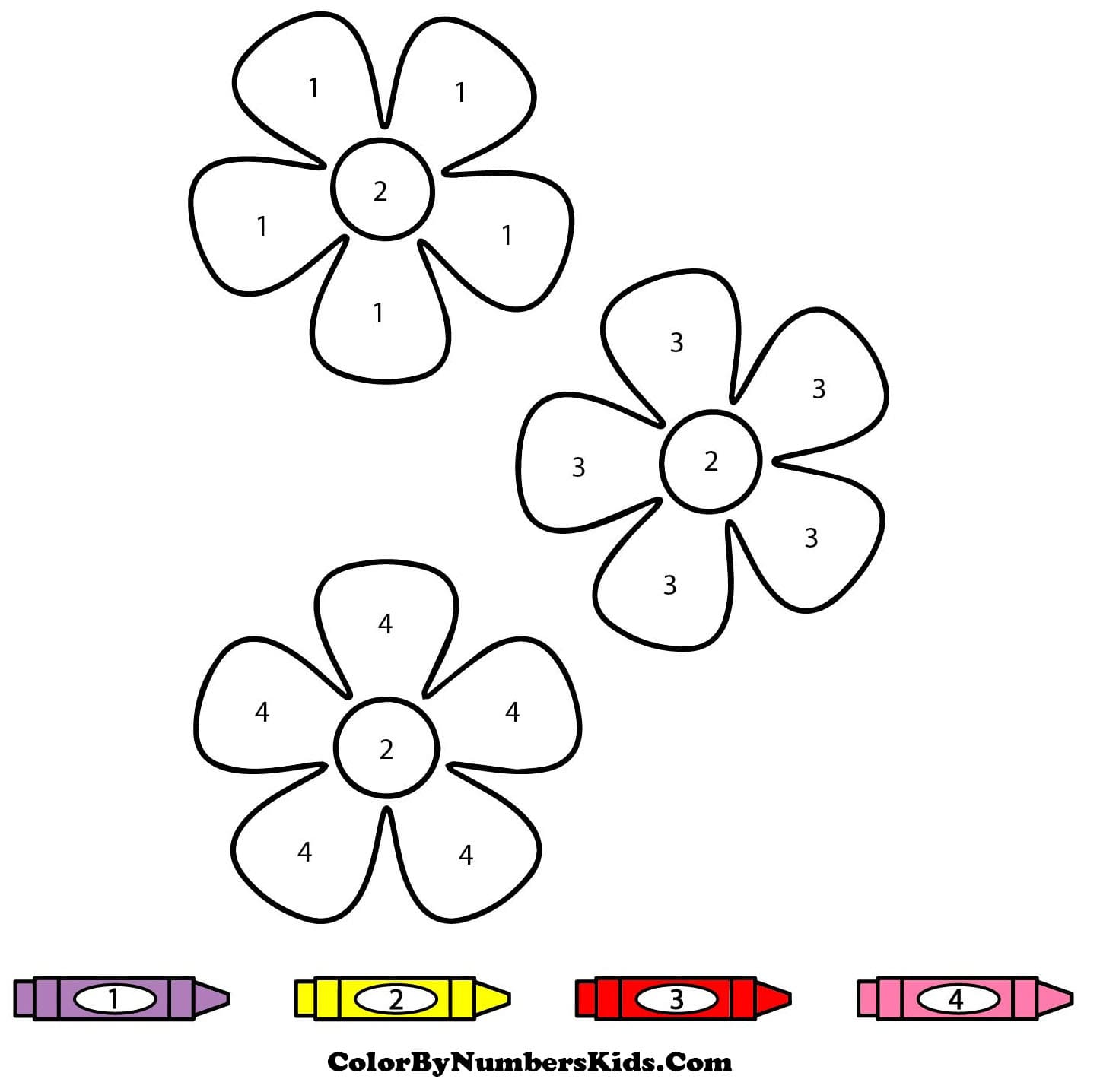 Three Flowers Color By Number