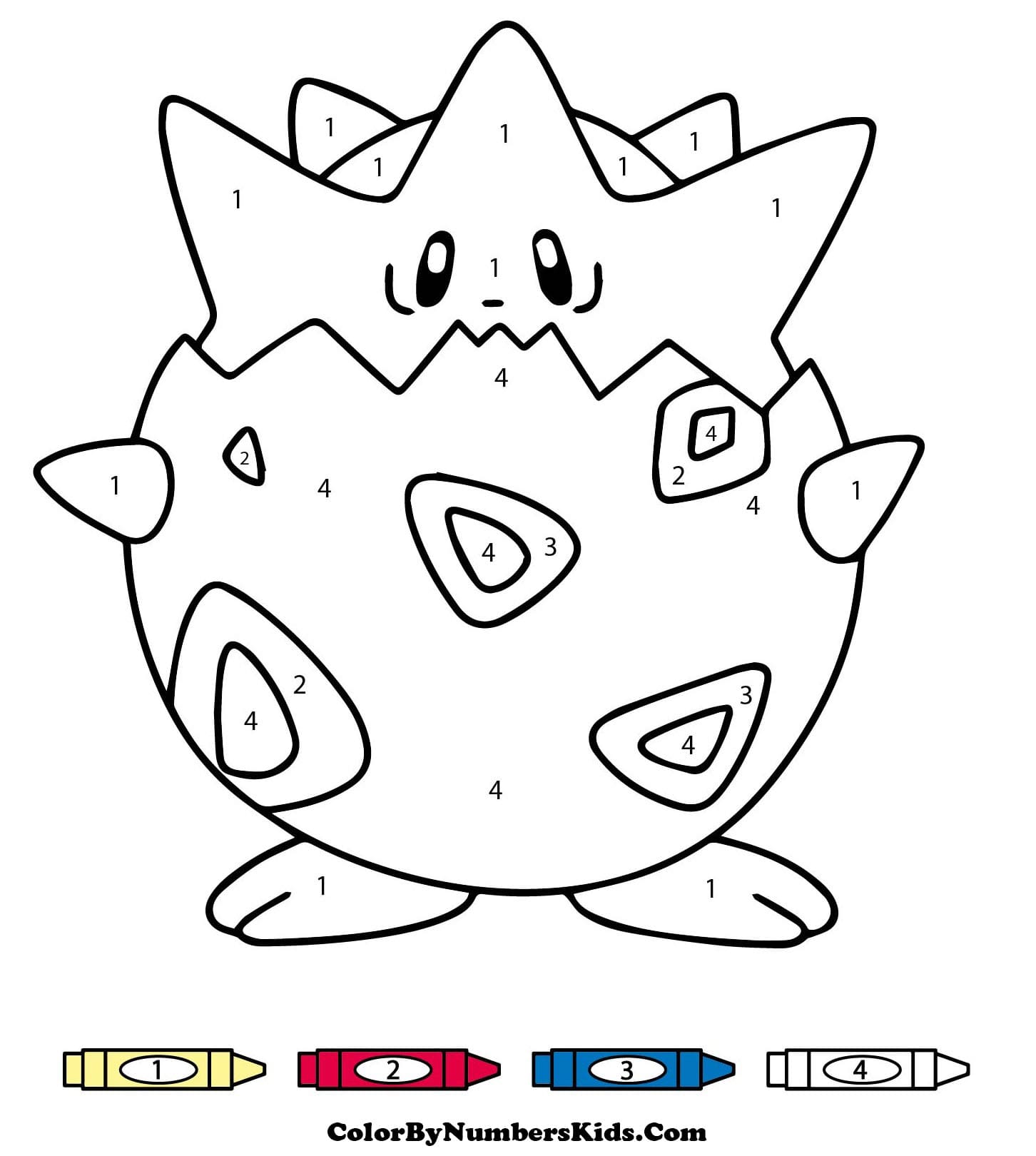 Togepi Pokemon Color By Numbers