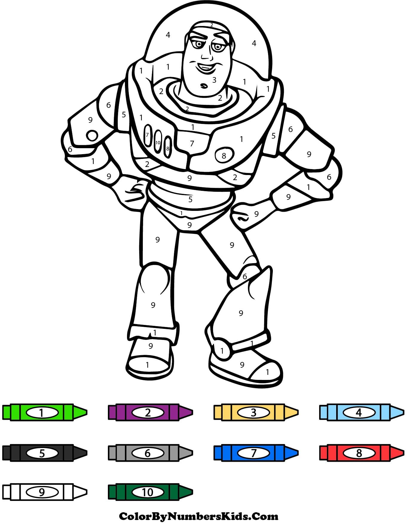 Toy Story Buzz Lightyear Color By Number