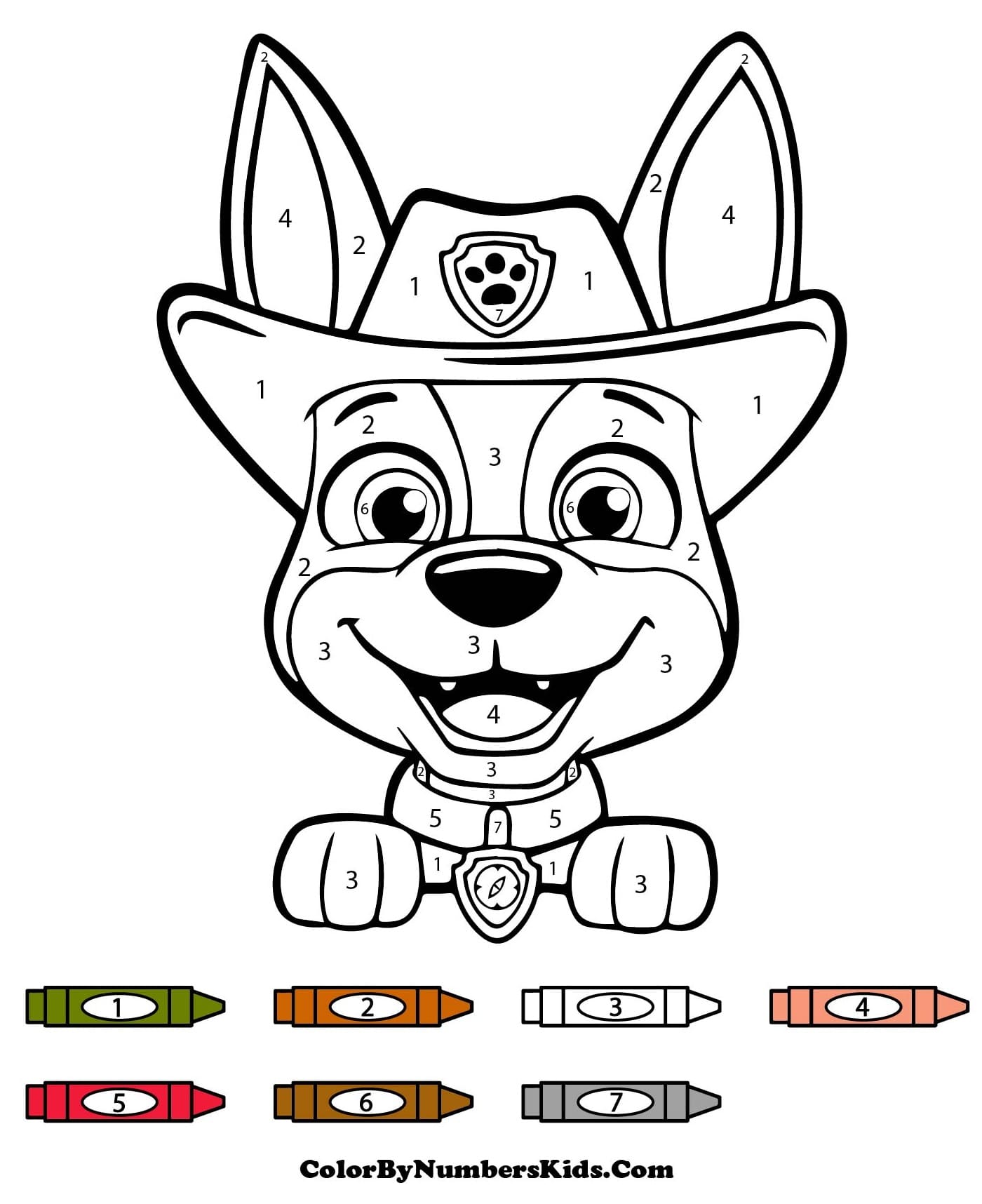 Tracker Paw Patrol Color By Number