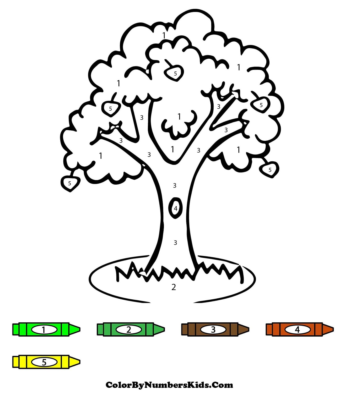 Tree Color By Number For Kids