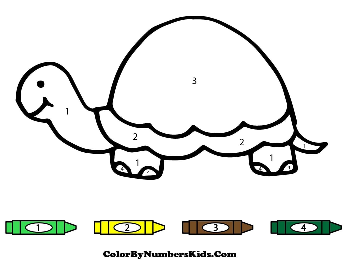 Turtle Color By Number for Kids