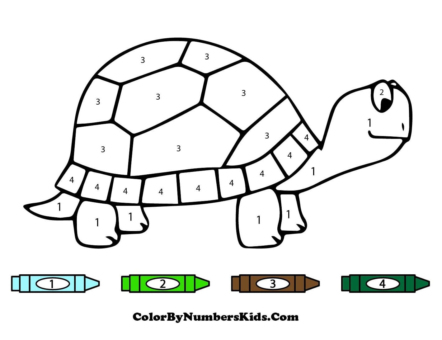 Turtle Color By Number Sheet