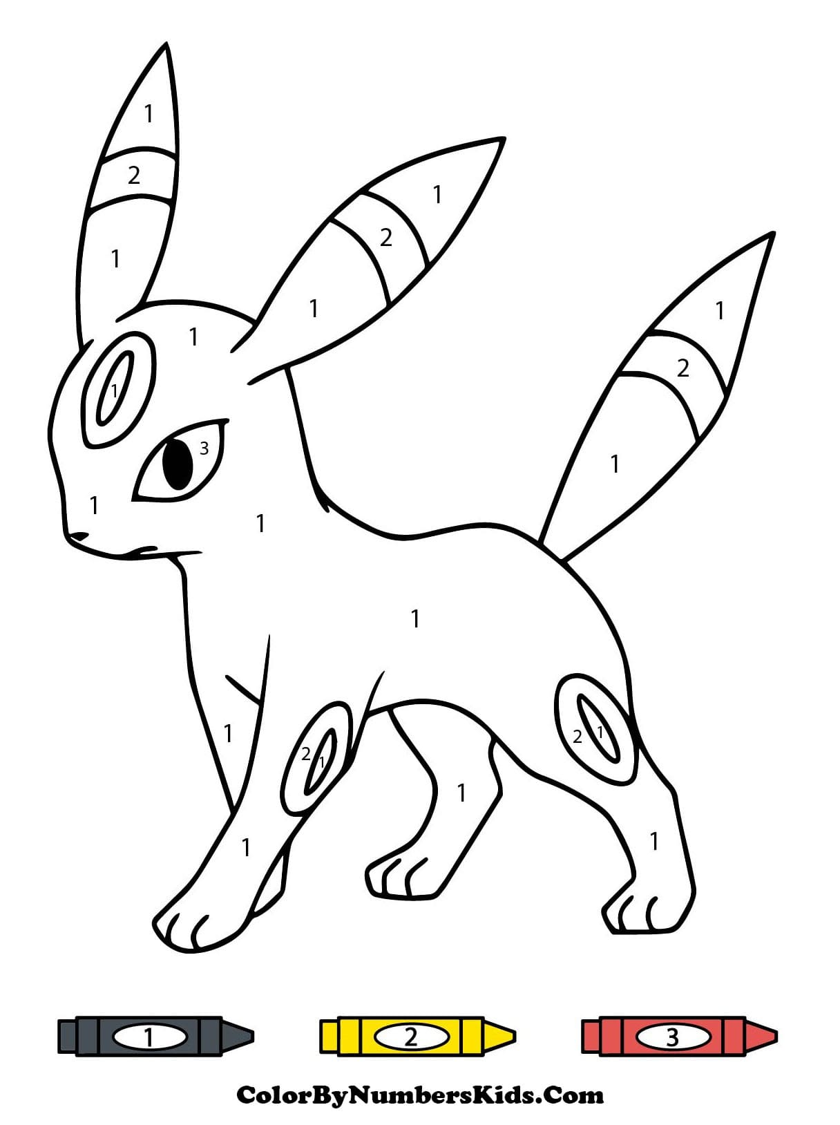 Umbreon Pokemon Color By Numbers