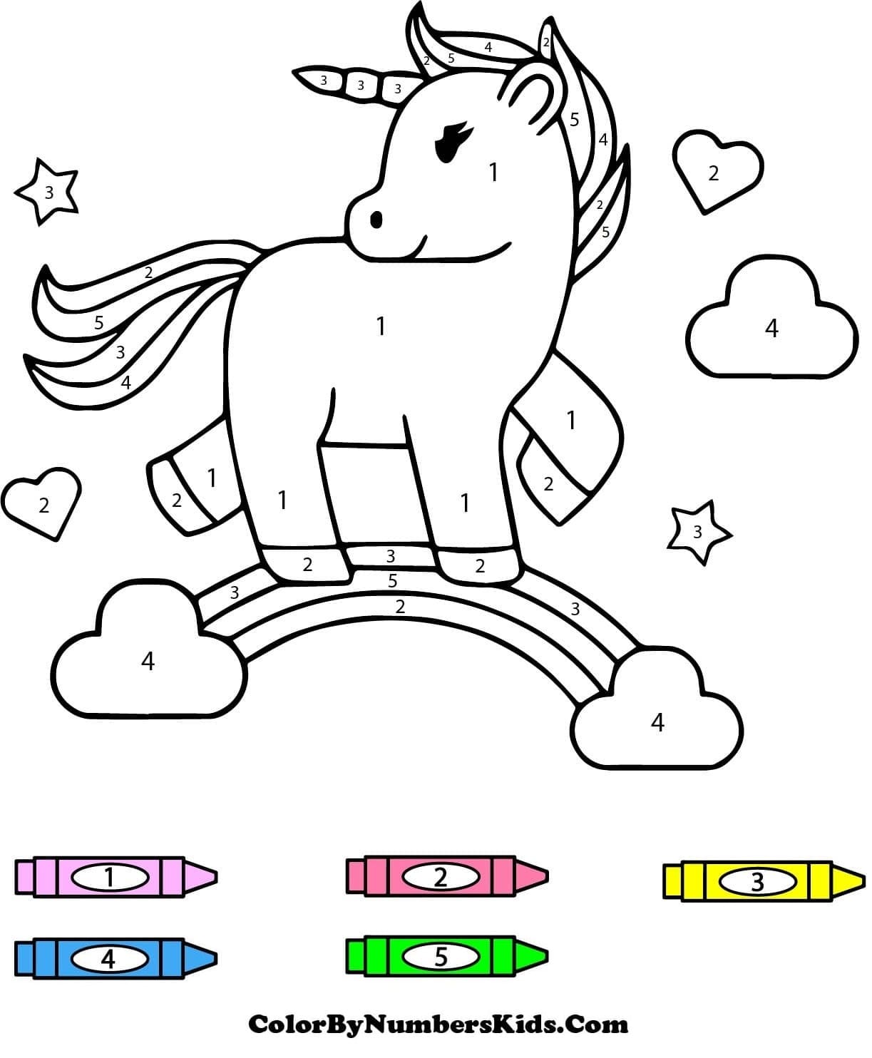 Unicorn Rainbow Color By Number