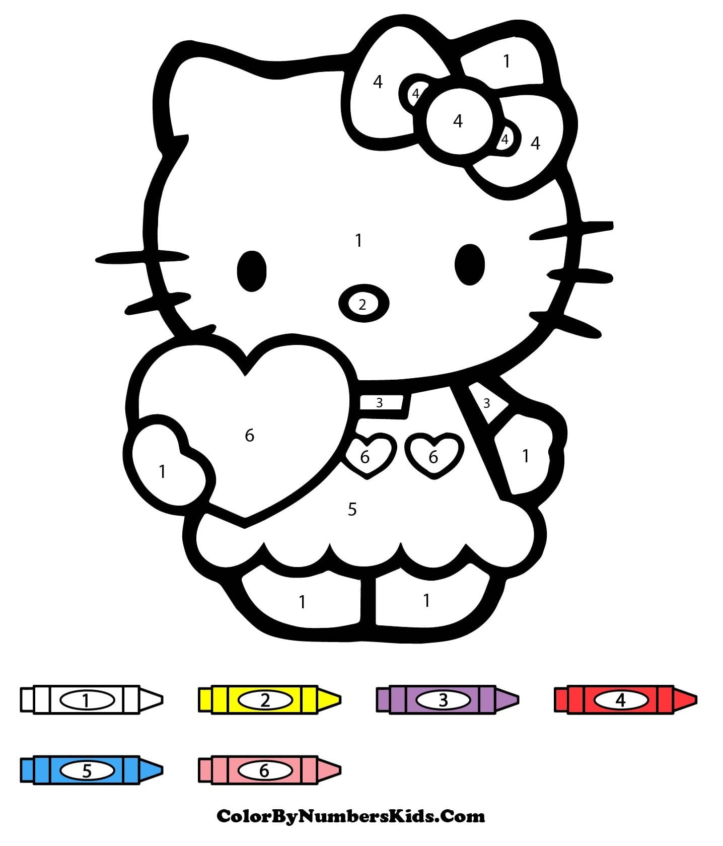 Valentine Hello Kitty Color By Number