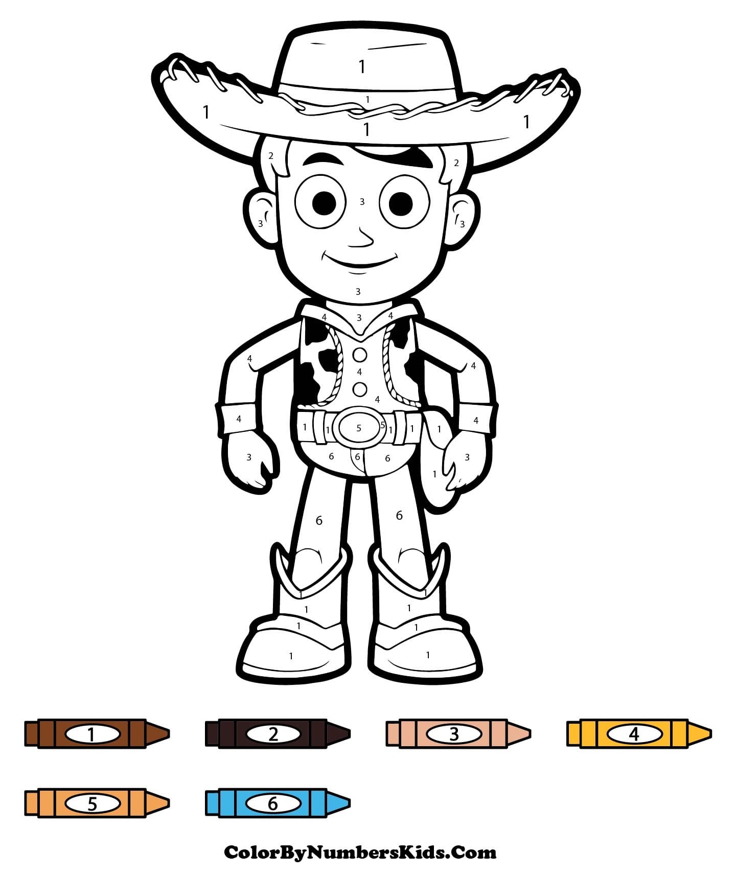 Woody in Toy Story Color By Number