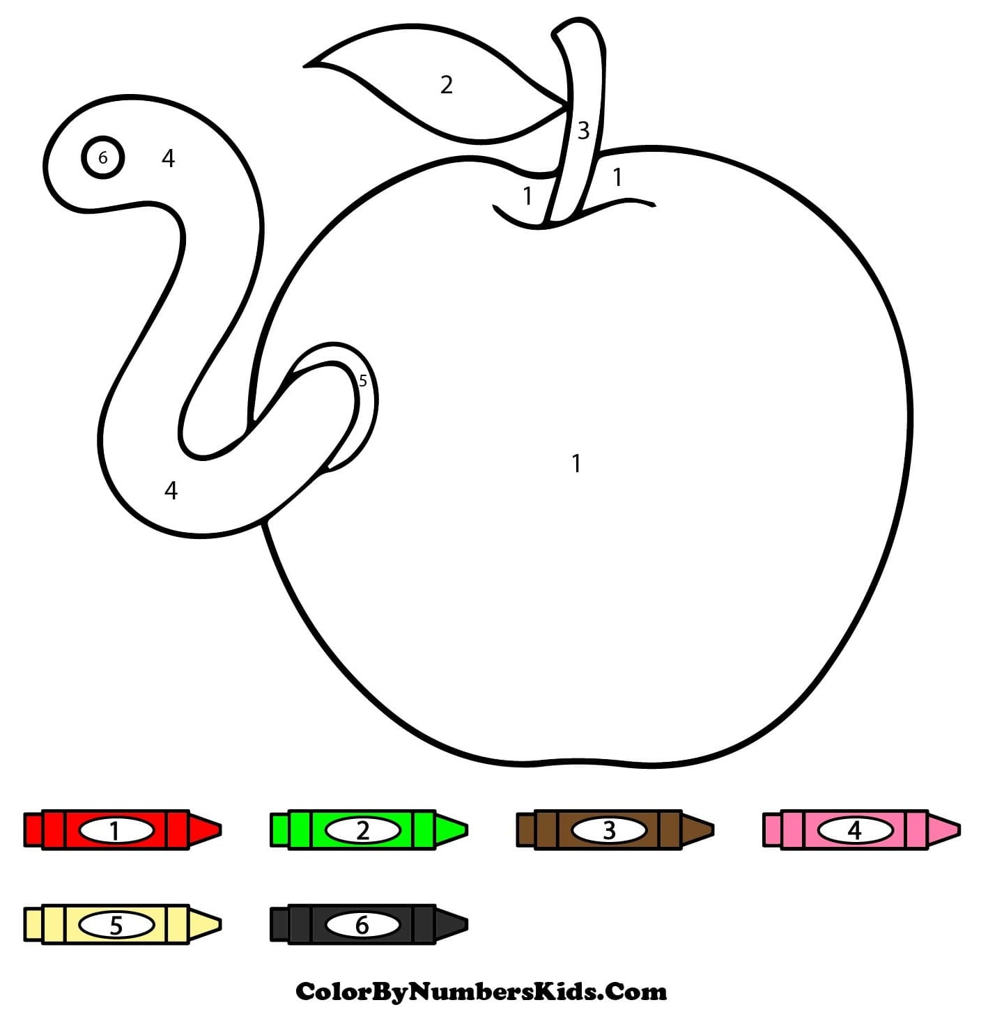 Worm in Apple Color By Number