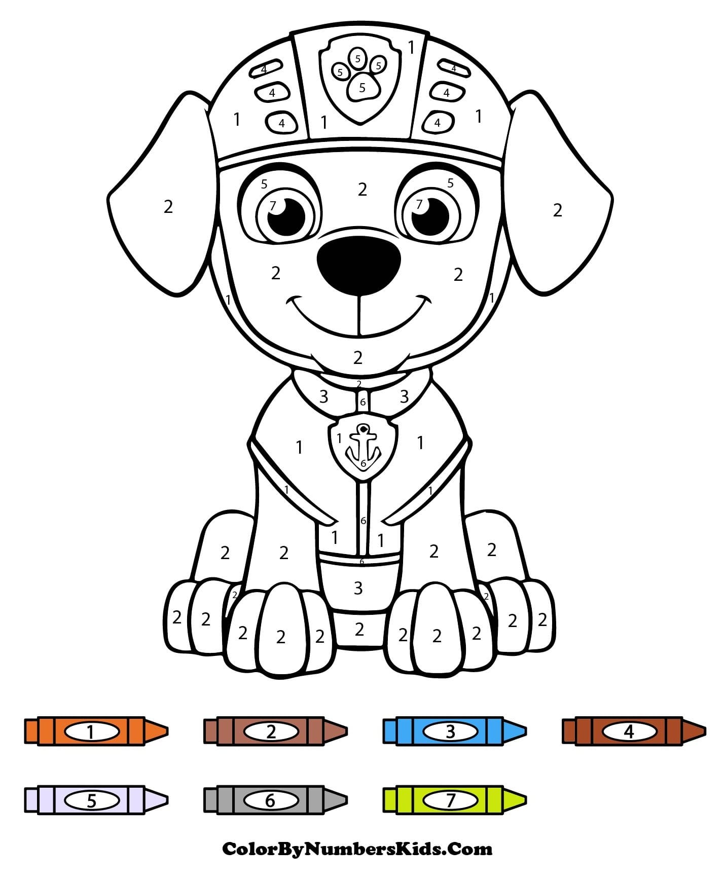 Zuma Paw Patrol Color By Number