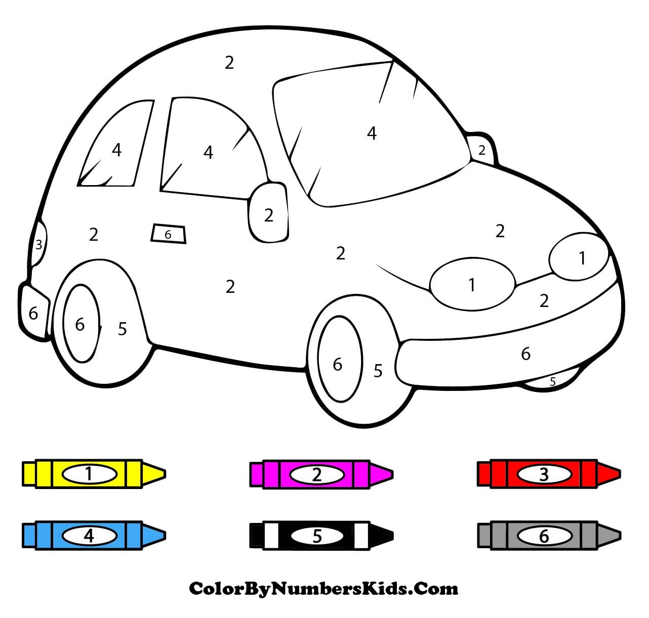 A Cute Car Color By Number