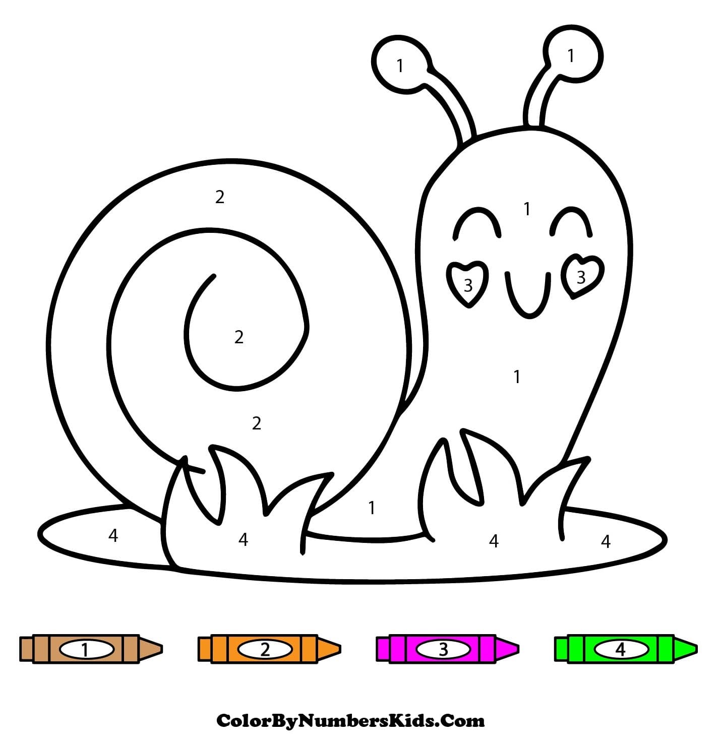 A Cute Snail Color By Number