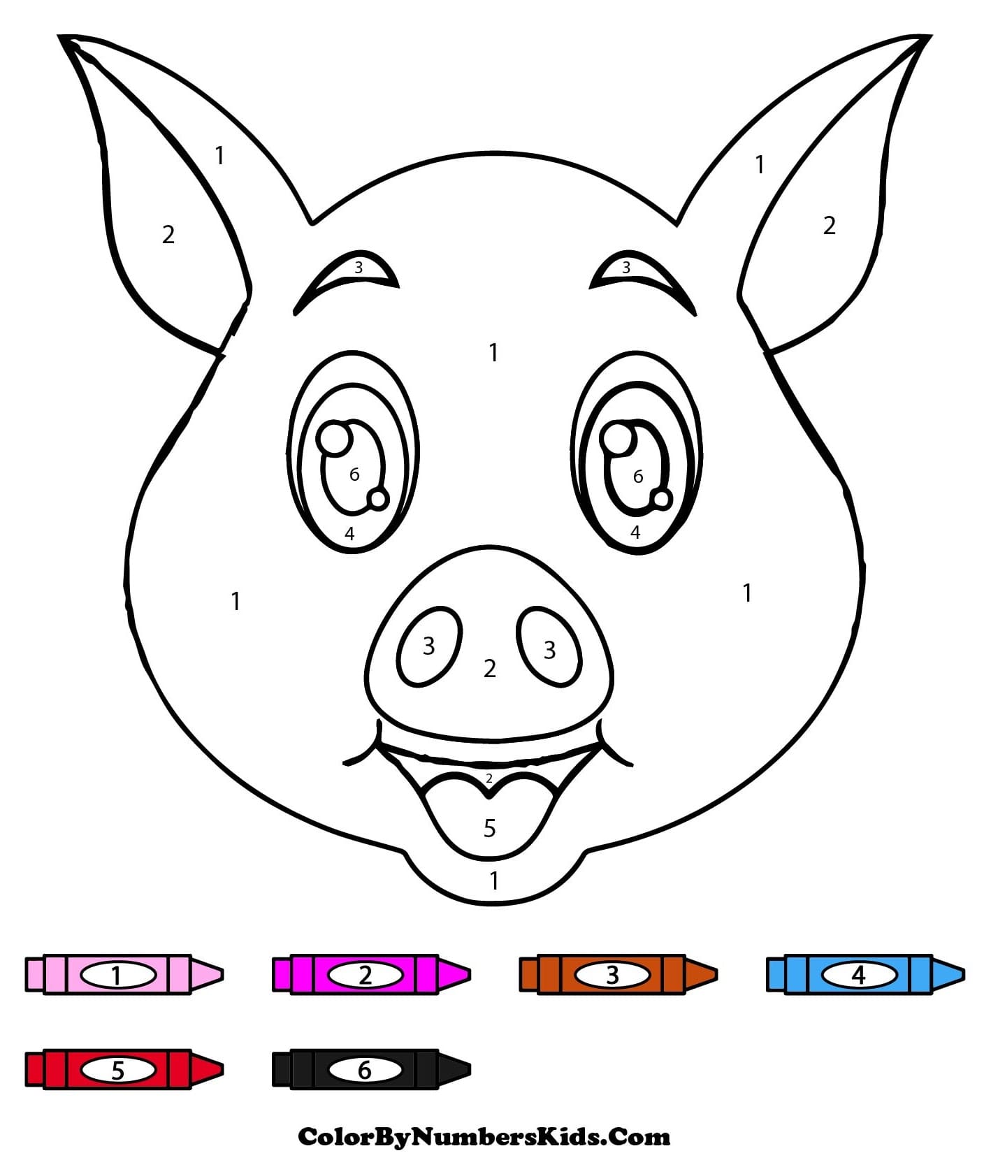 A Pig Face Color By Number