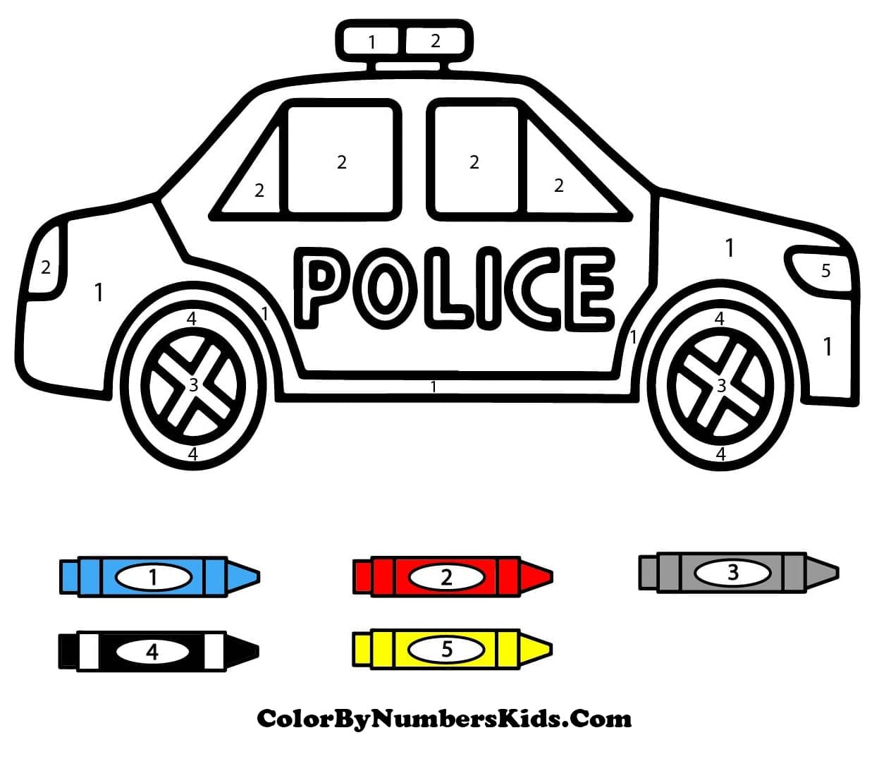A Police Car Color By Number