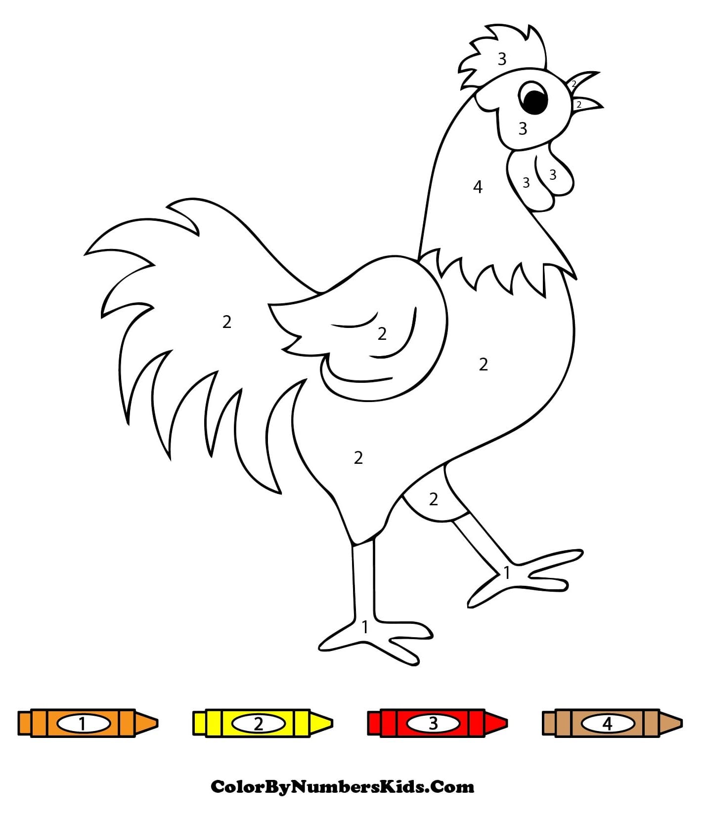A Rooster Color By Number