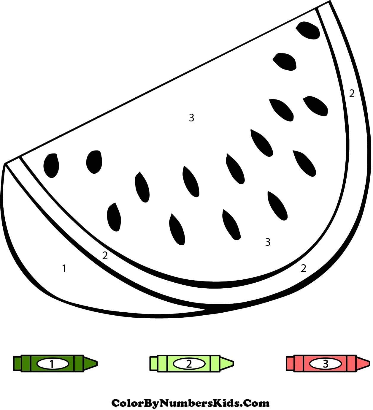 A Watermelon Slice Color By Number