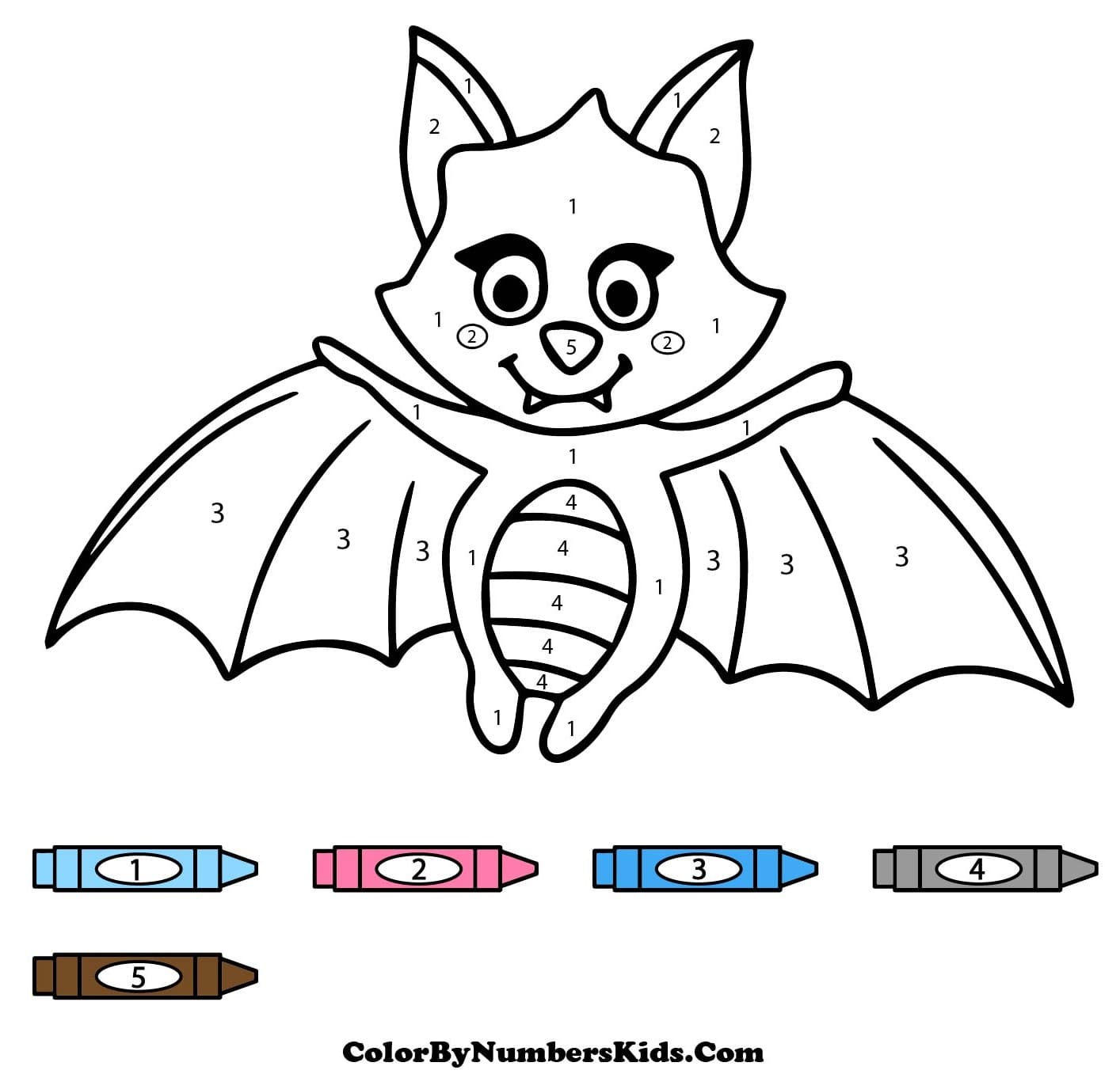 Adorable Bat Color By Number