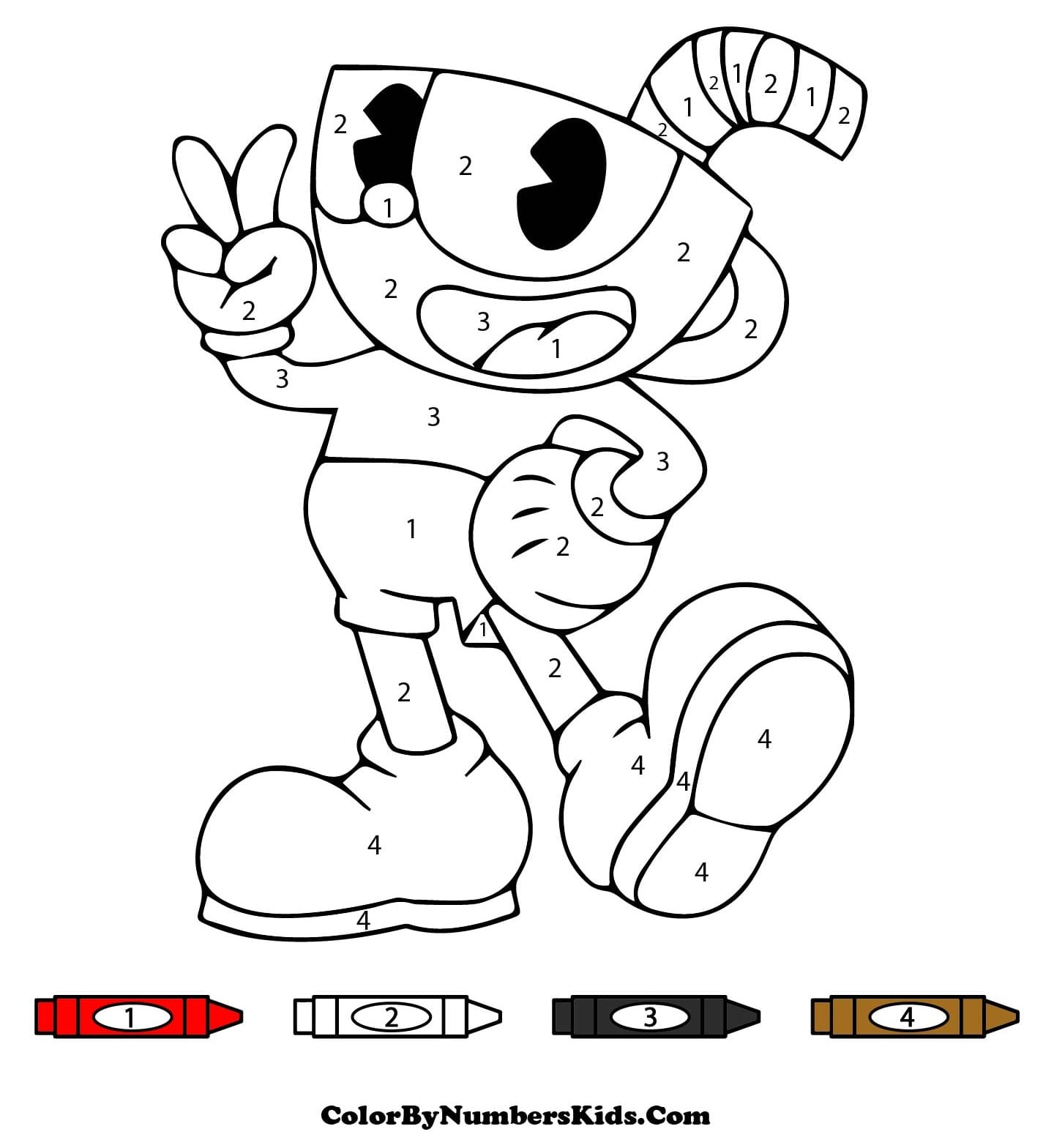 Adorable Cuphead Color By Number