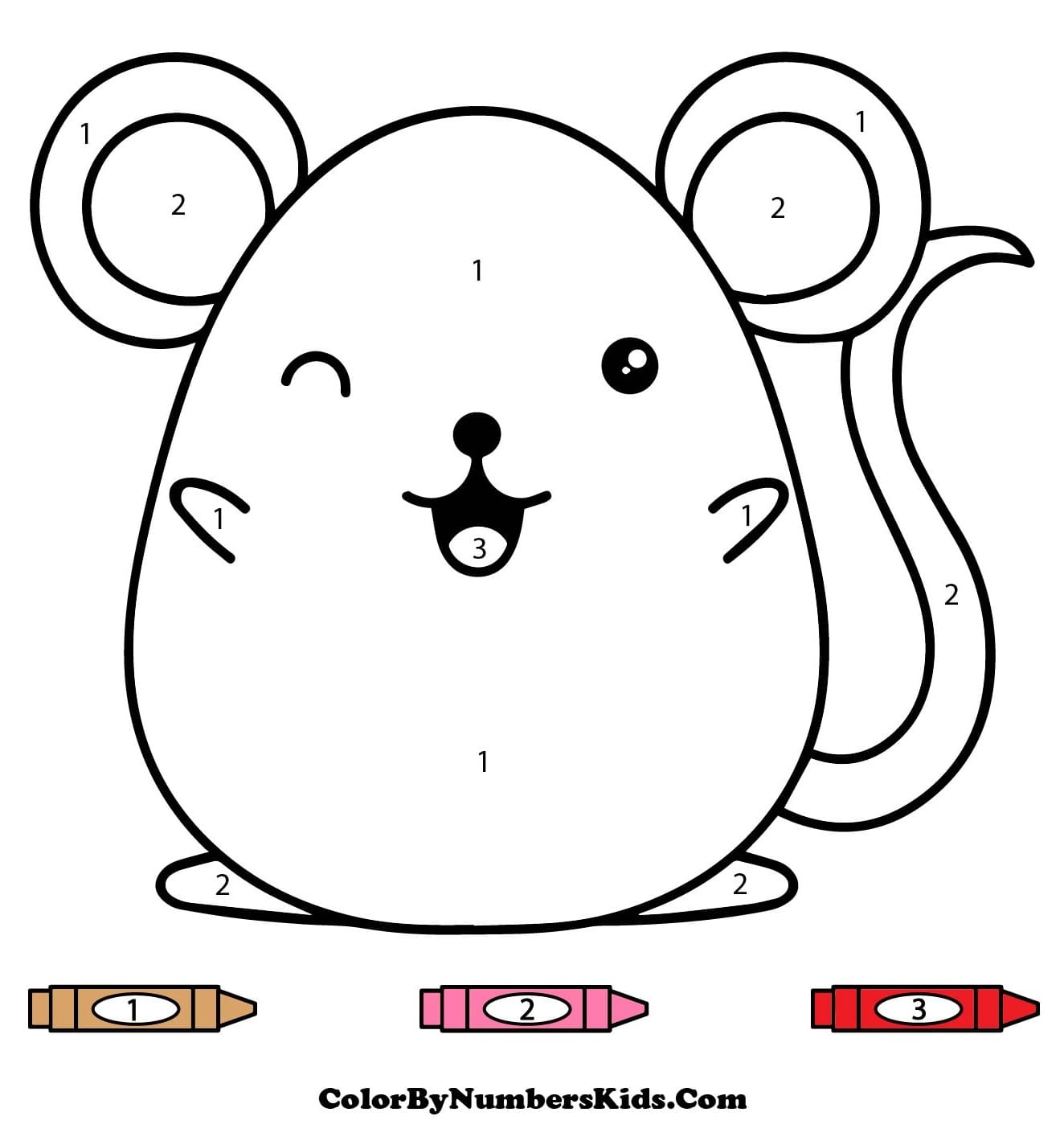 Adorable Mouse Color By Number