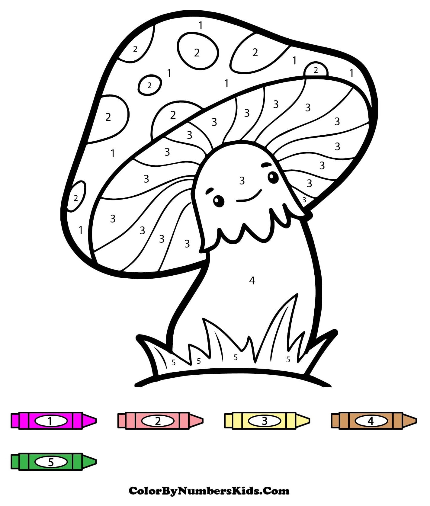 Adorable Mushroom Color By Number