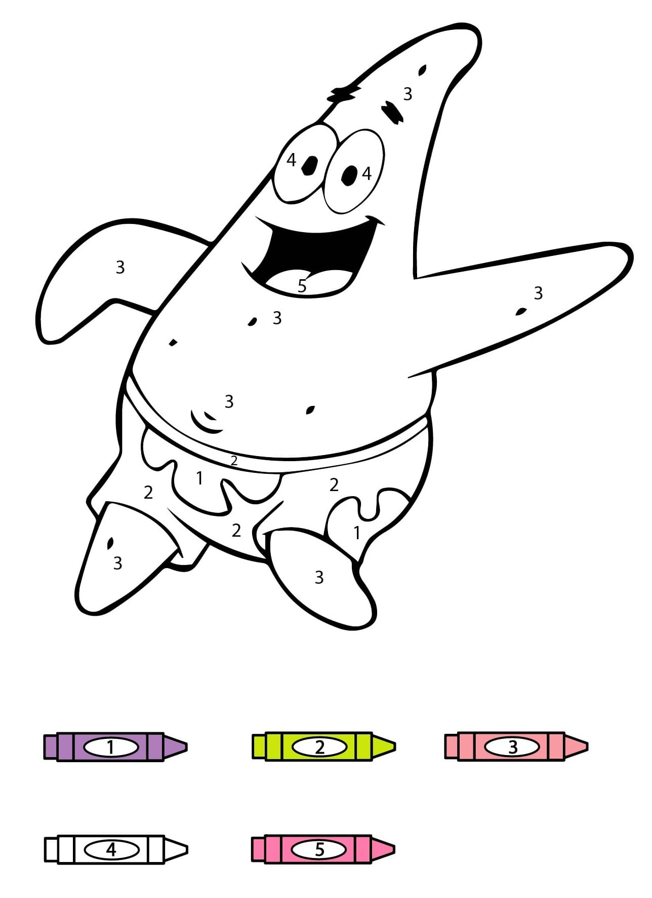 Adorable Patrick Star Color by Number