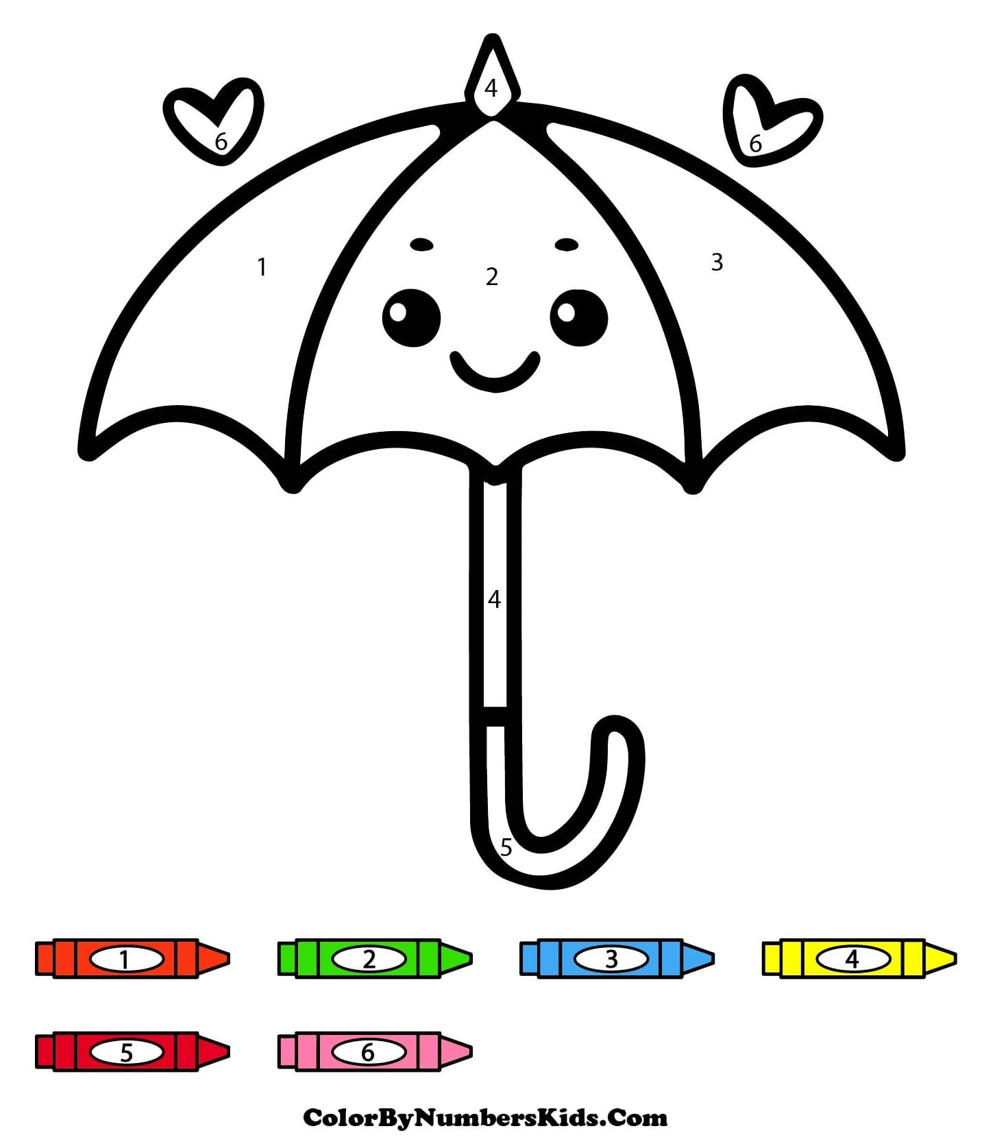Adorable Umbrella Color By Number