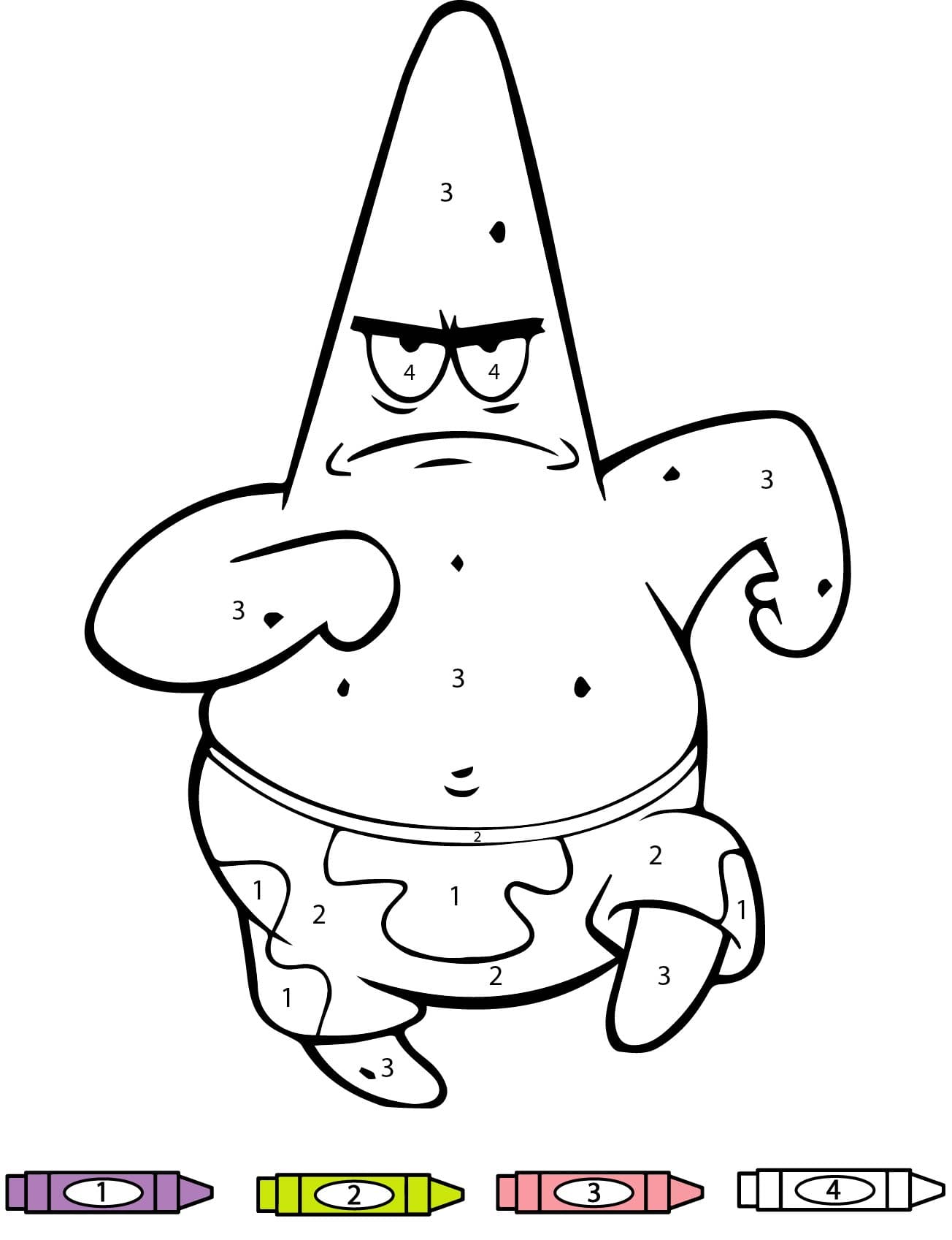 Angry Patrick Star Color by Number