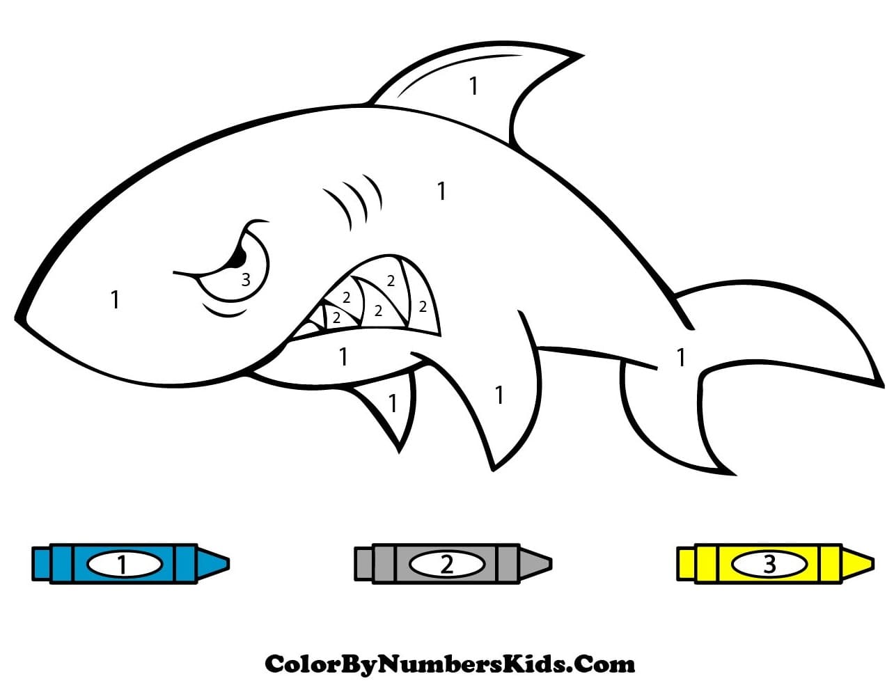 Angry Shark Color By Number