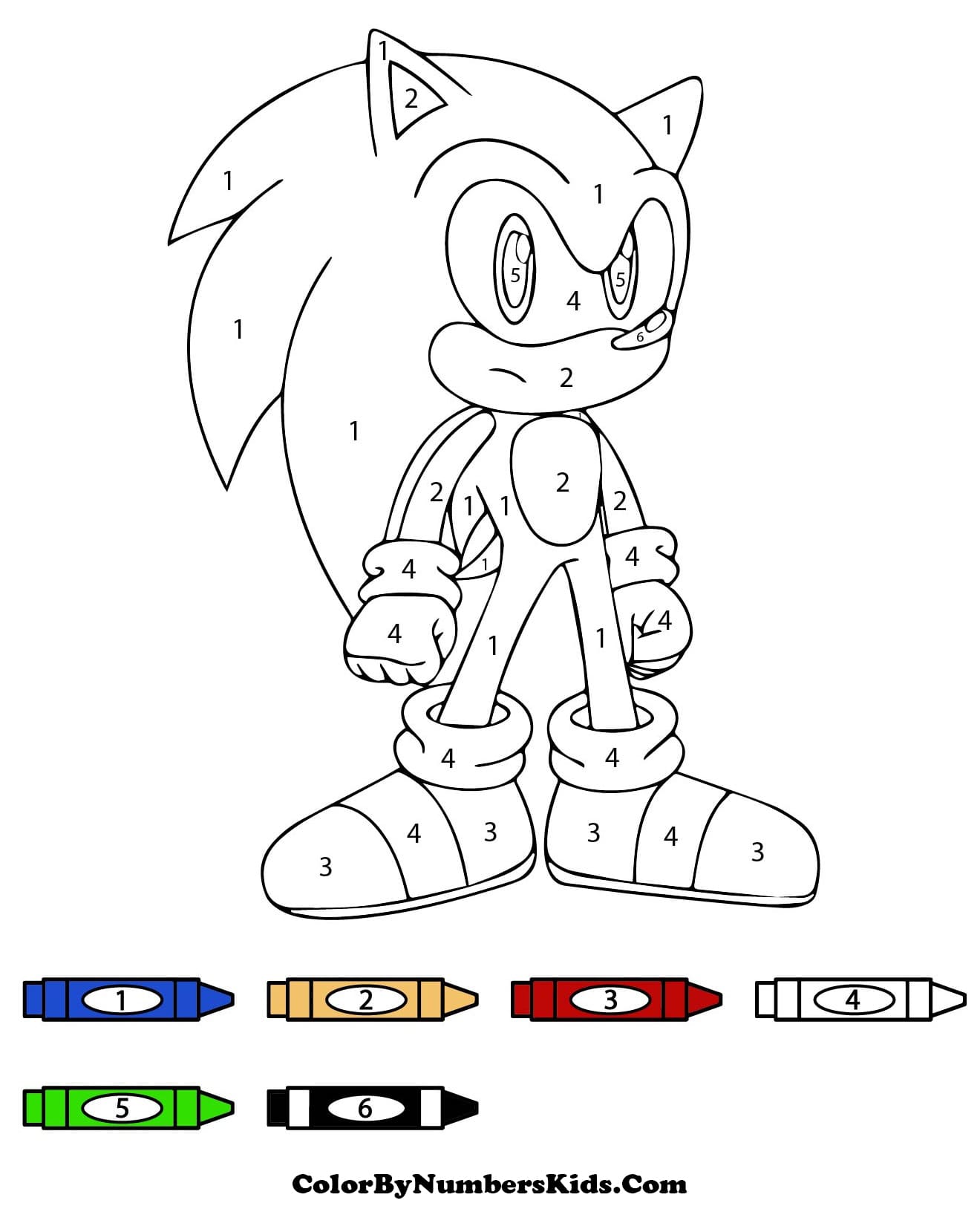 Angry Sonic Color By Number