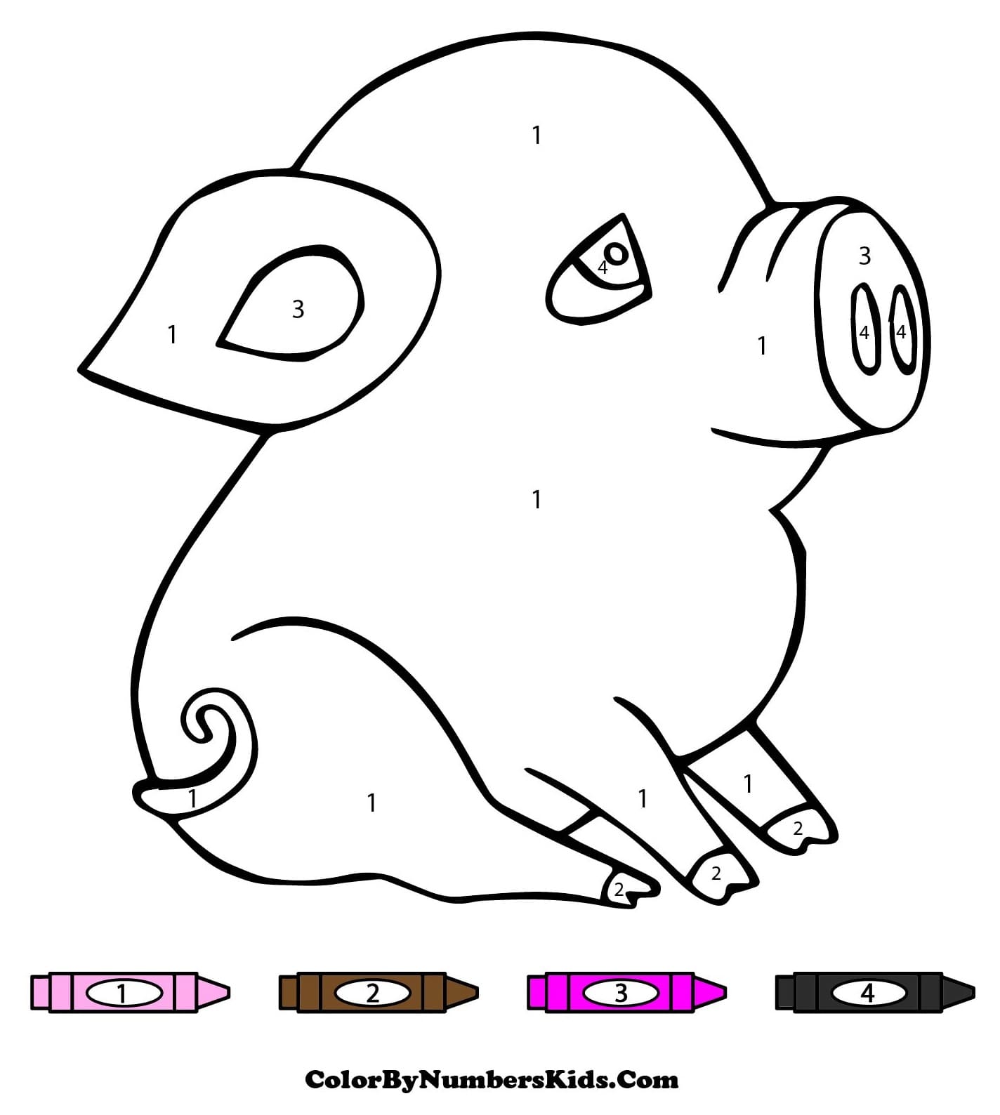 Baby Pig Color By Number
