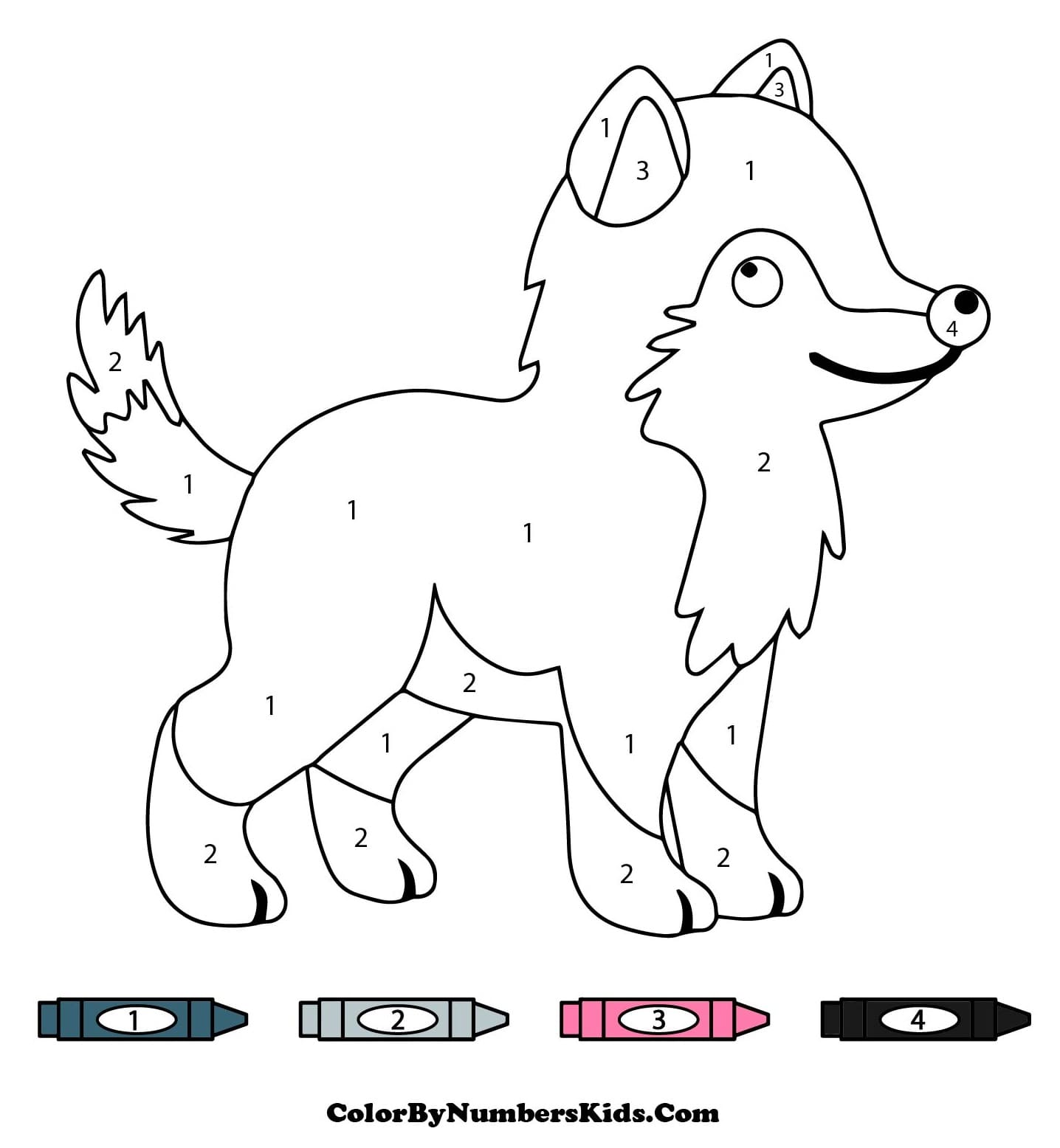 Baby Wolf Color by Number